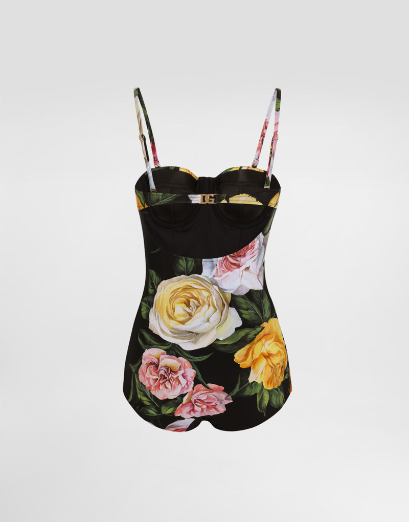 Dolce & Gabbana One-piece swimsuit with rose and peony print outlook