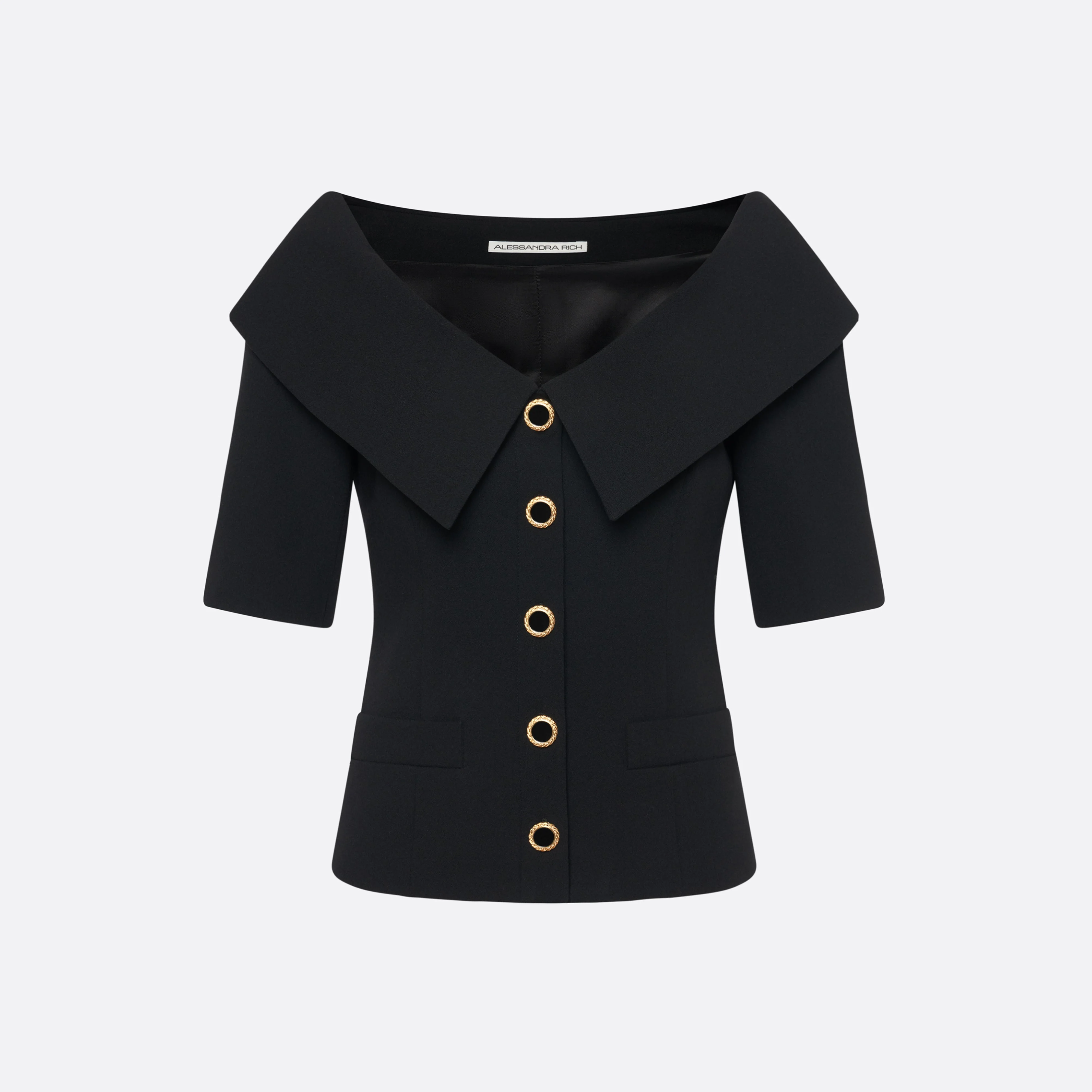 WOOL CRÊPE OFF-SHOULDER JACKET - 1