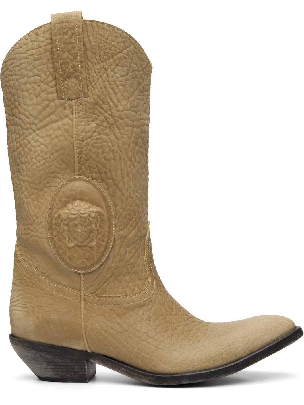 Beige Houston Leather Texan Boots - 1