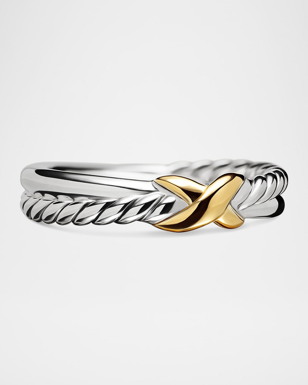 Petite X Ring in Silver with 18K Gold, 4mm - 5