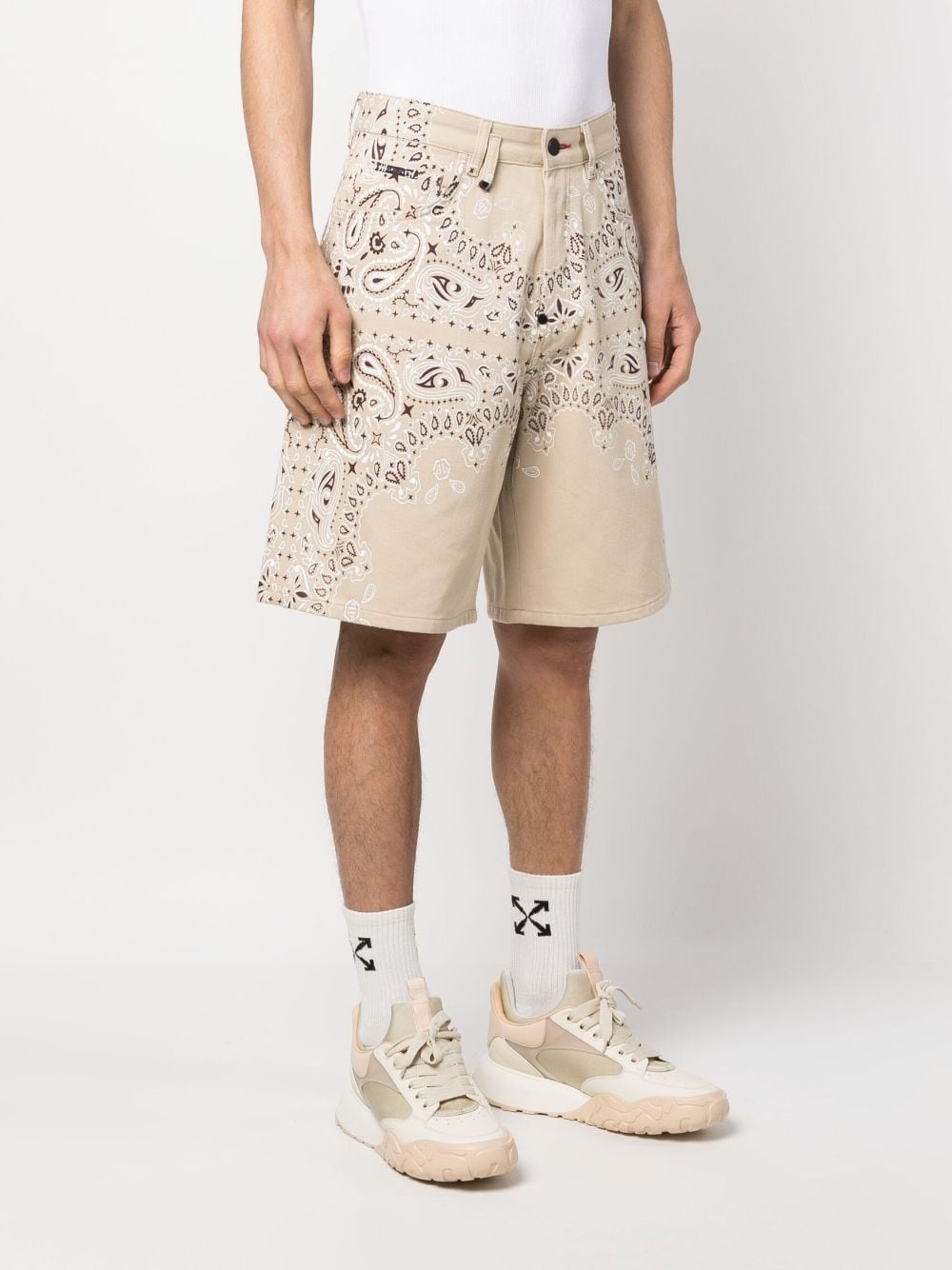bandana-print denim shorts - 3