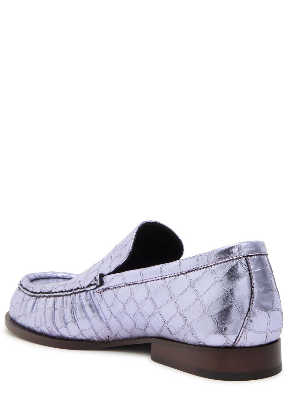 Dries Van Noten Crocodile-effect Metallic Leather Loafers - 2