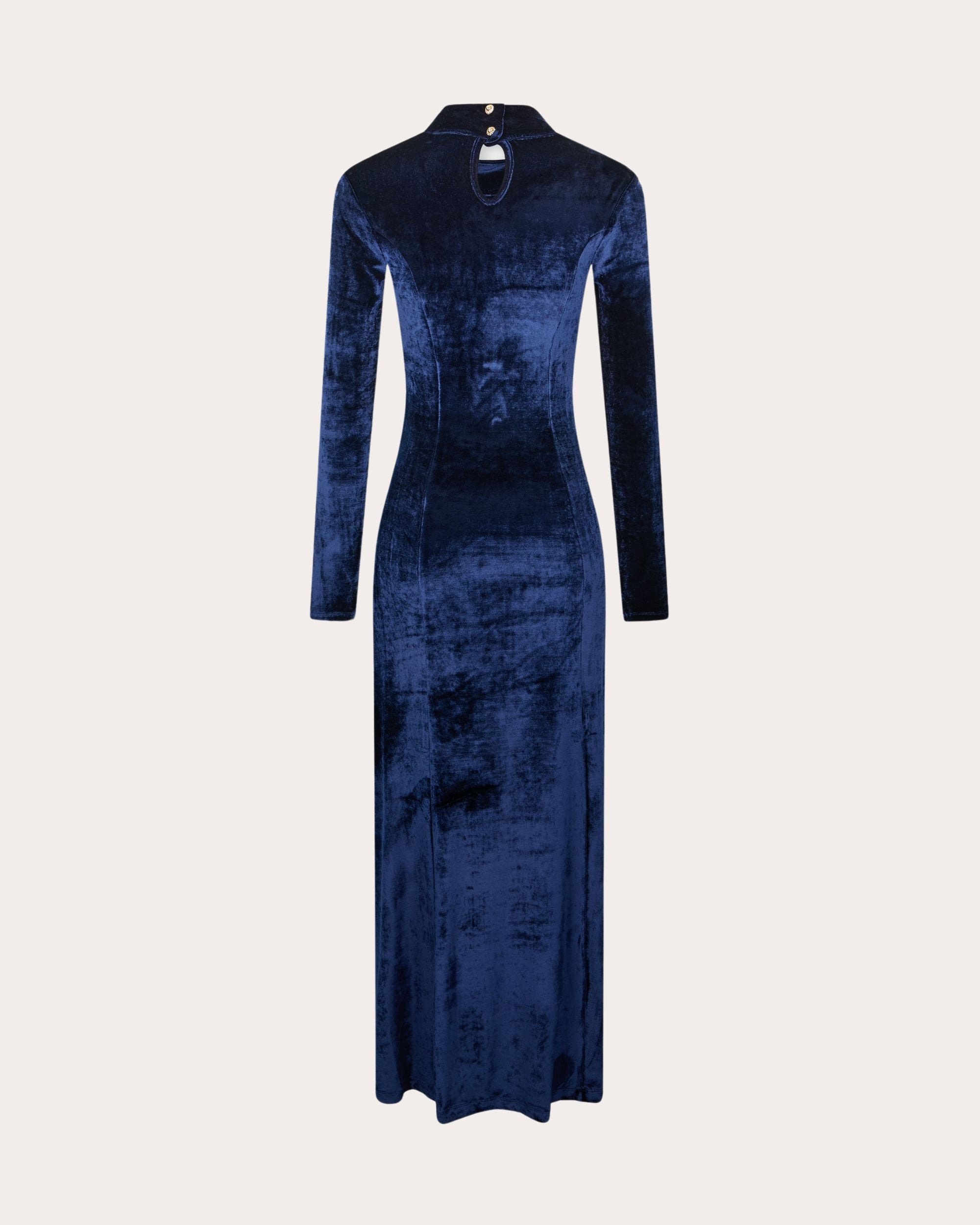 Velvet Asymmetric Ruched Midi Dress - 2