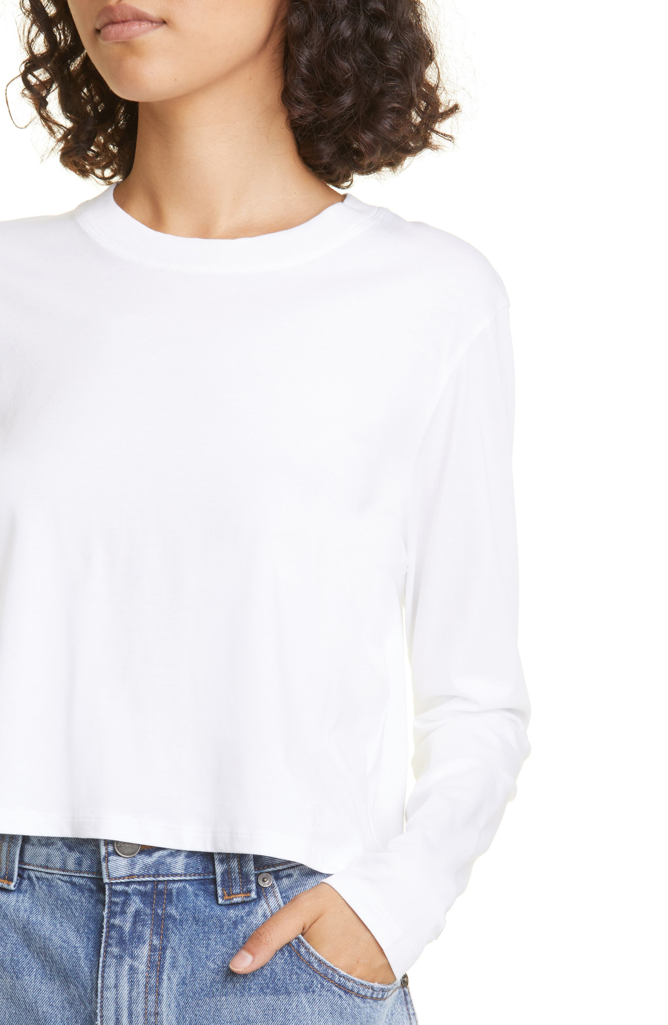 LOULOU DE SAISON Masal Long Sleeve Cotton T-Shirt in White at Nordstrom - 4