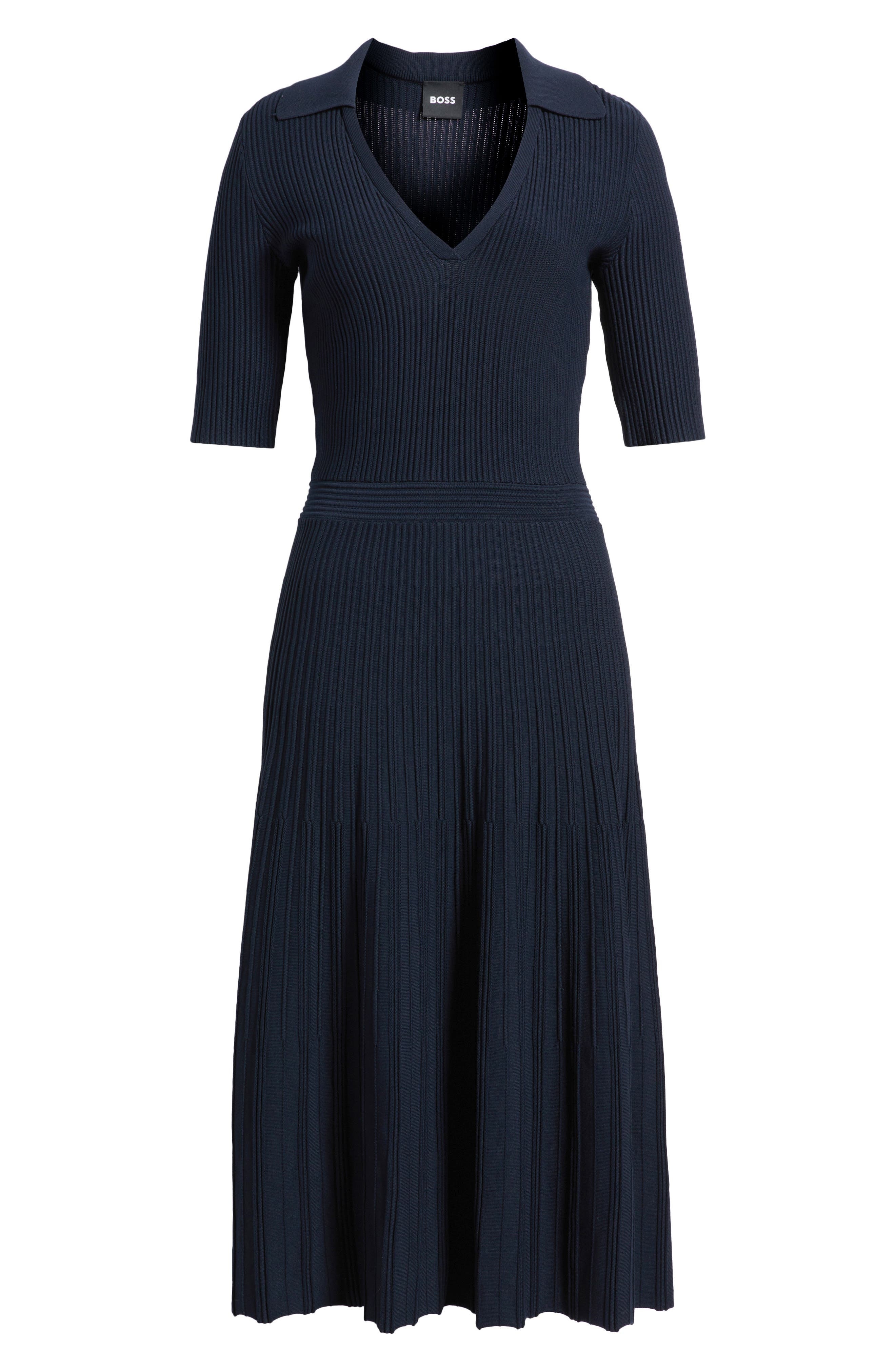 BOSS Fracie Rib Midi Dres in Sky Captain at Nordstrom - 5
