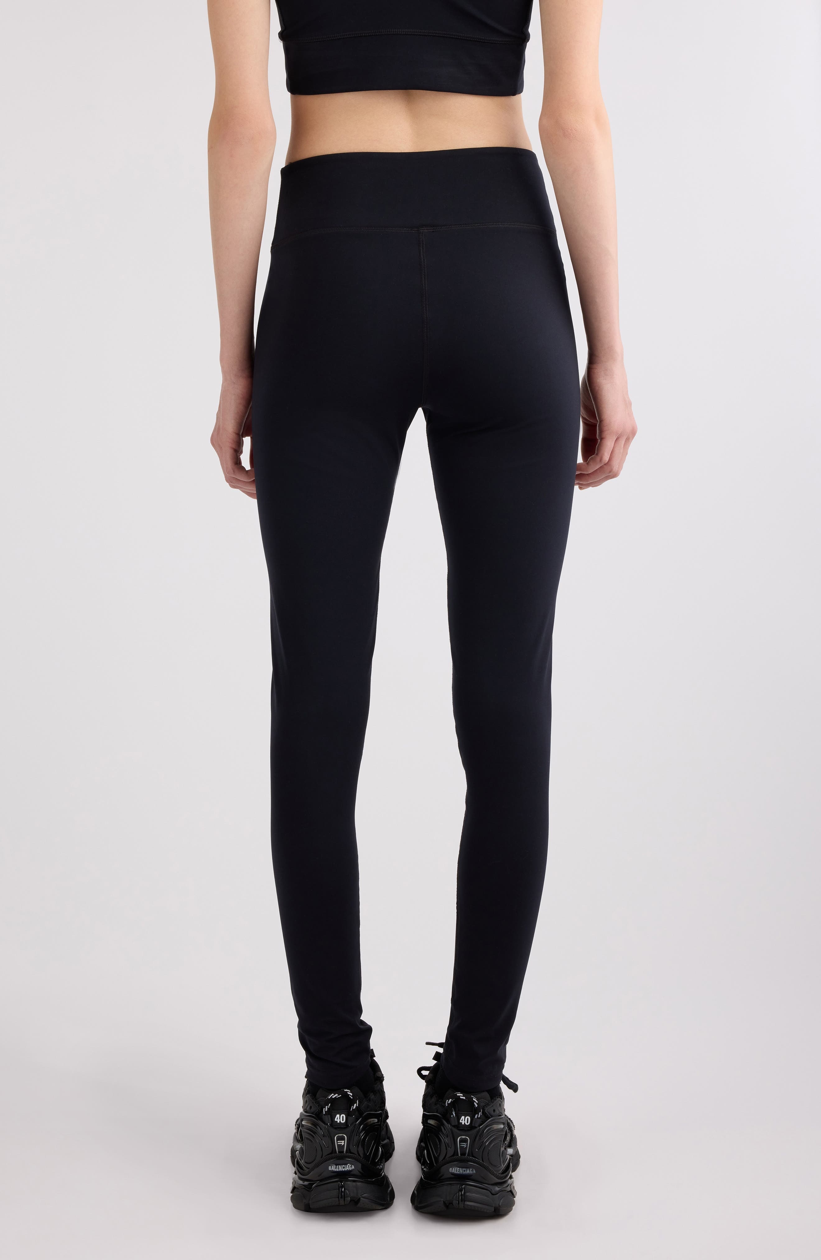 Balenciaga Logo Leggings in 1081 Black/Reflective at Nordstrom - 3