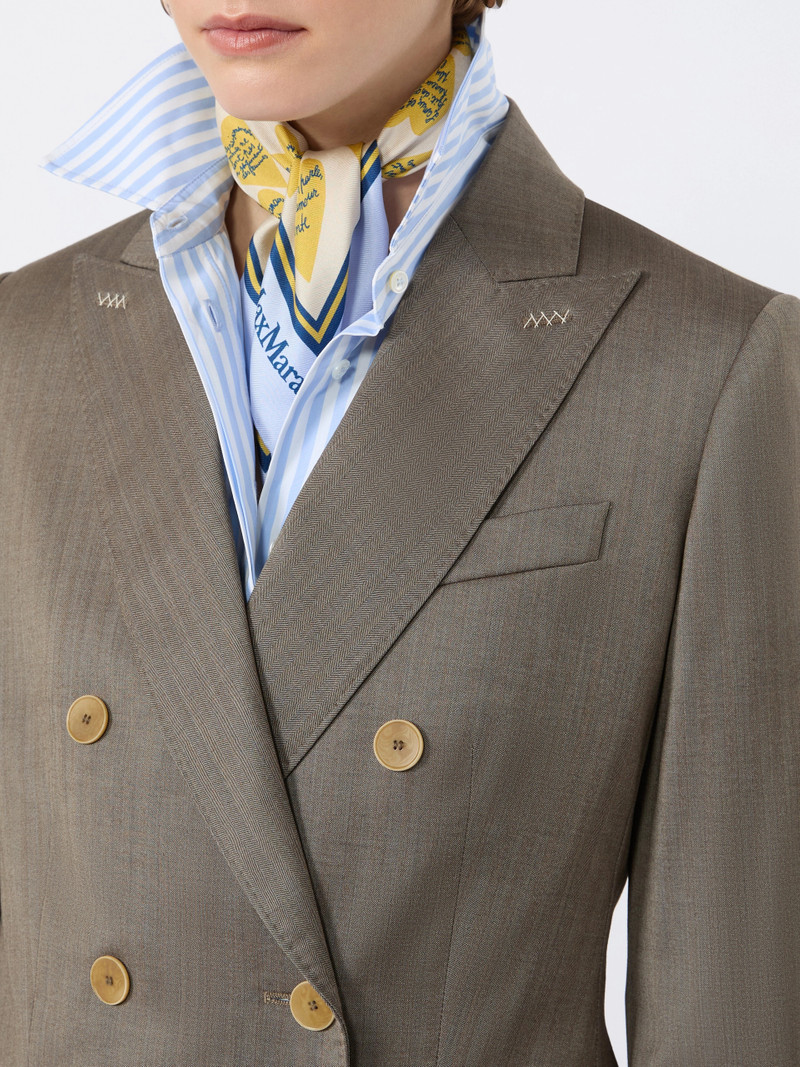 GATTINI Double-breasted wool and silk blazer - CAMEL 5