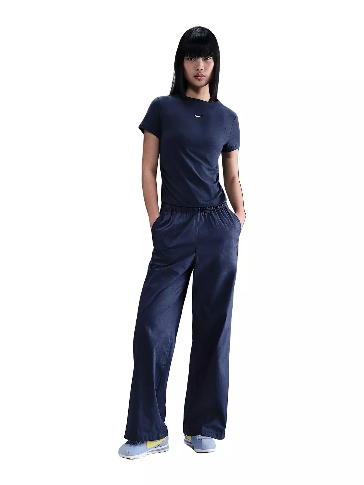 Women's Sportswear Chill Knit Tight Short-Sleeve Mock-Neck Top -Navy - 4