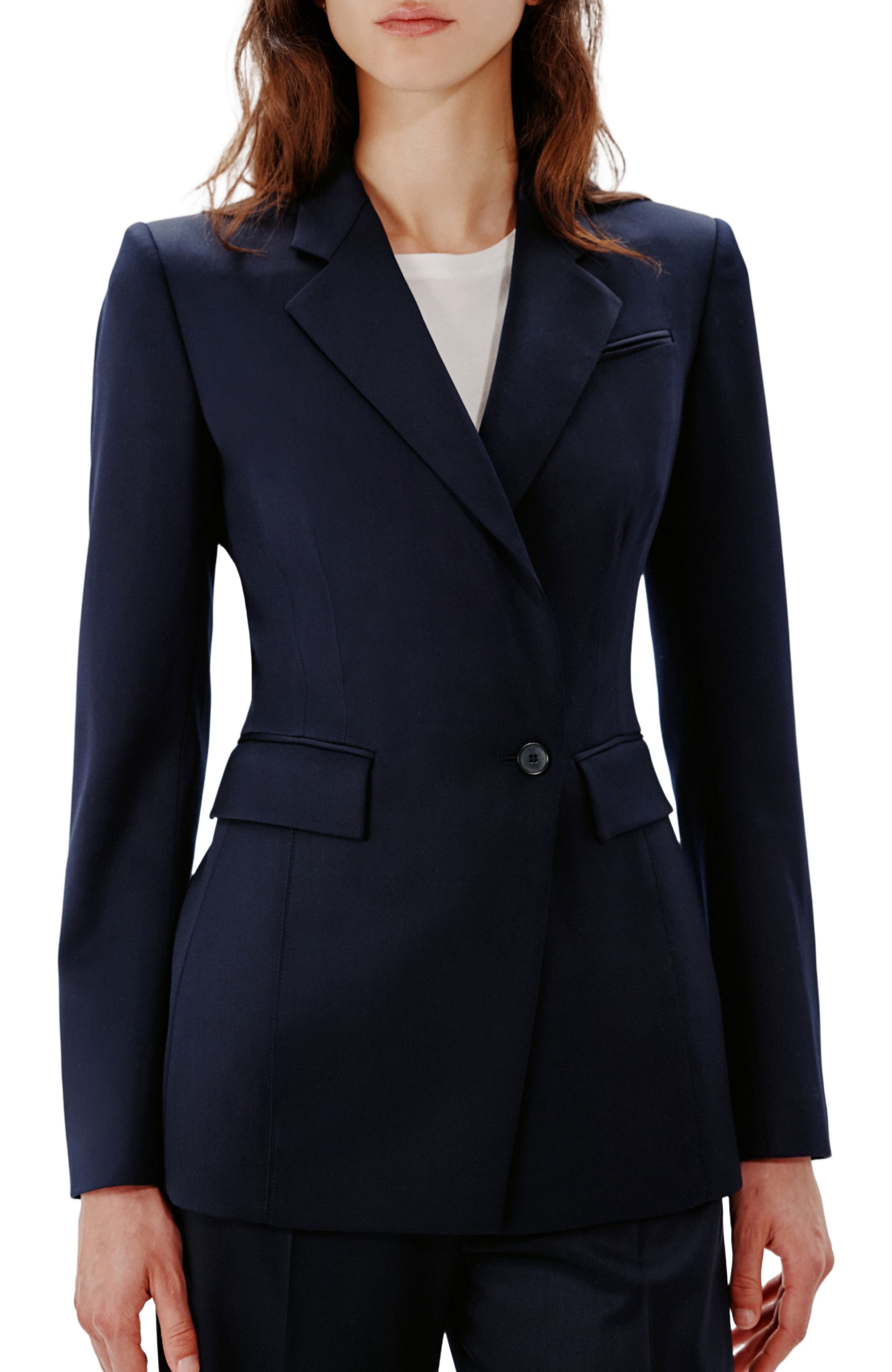 Another Tomorrow SEAMED WAIST JACKET in Navy at Nordstrom - 2