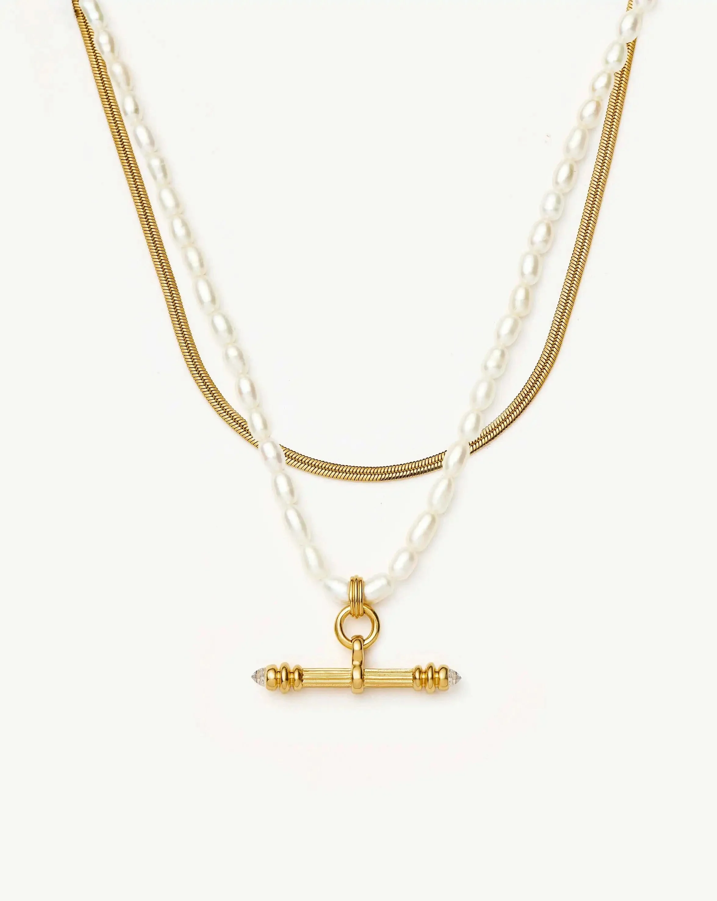 The Pearly T-bar Necklace Set - 1