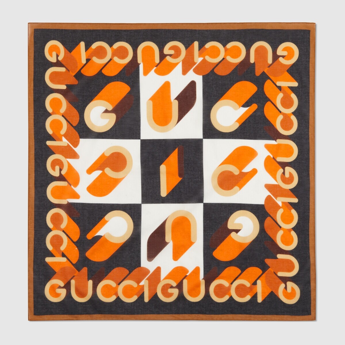 Retro geometric Gucci cotton voile carré - 1