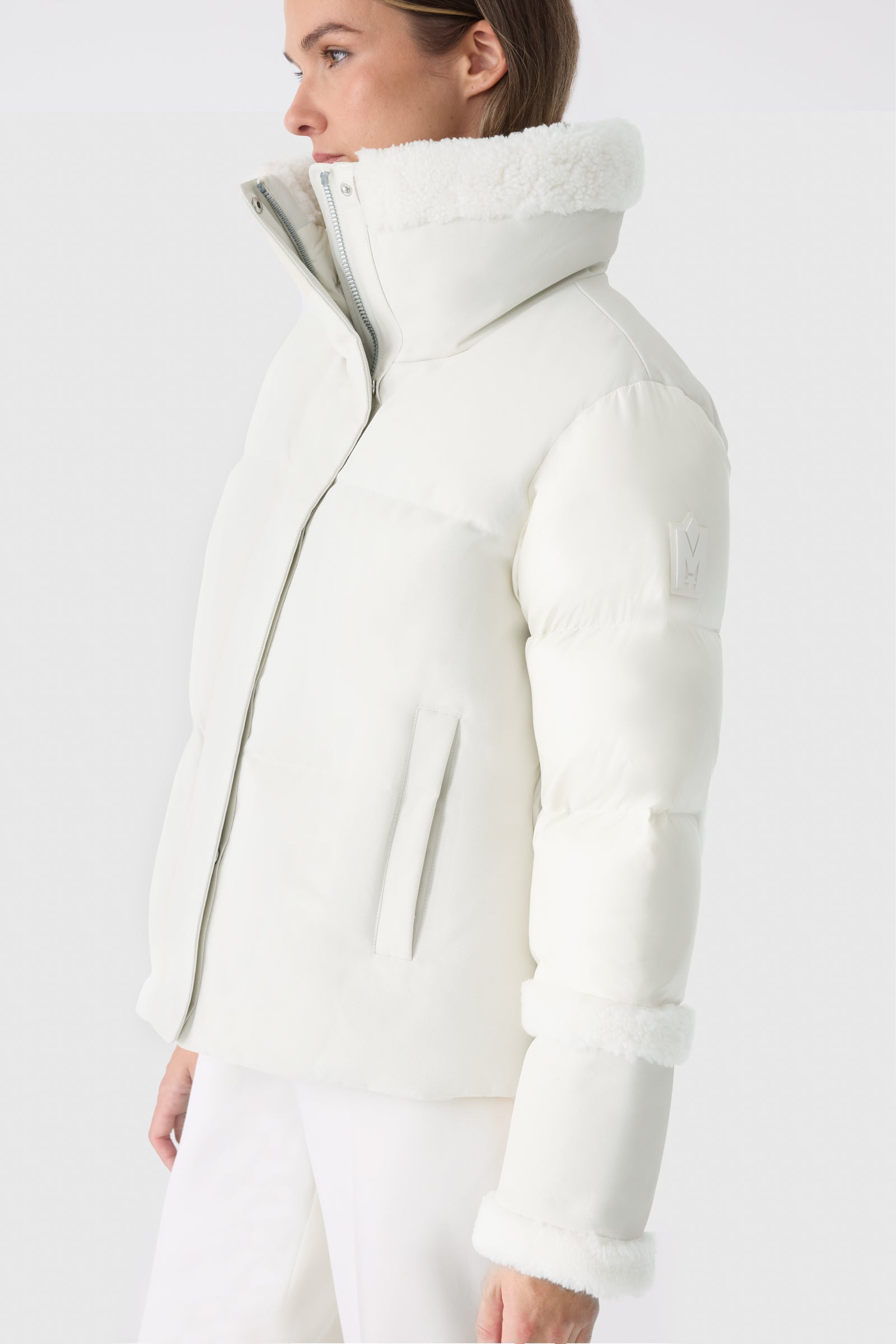 LYDANA Down Jacket With Shearling Trim and Removable Bib - 6