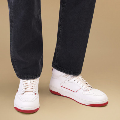 Santoni Men's white and red leather Sneak-Air sneaker outlook