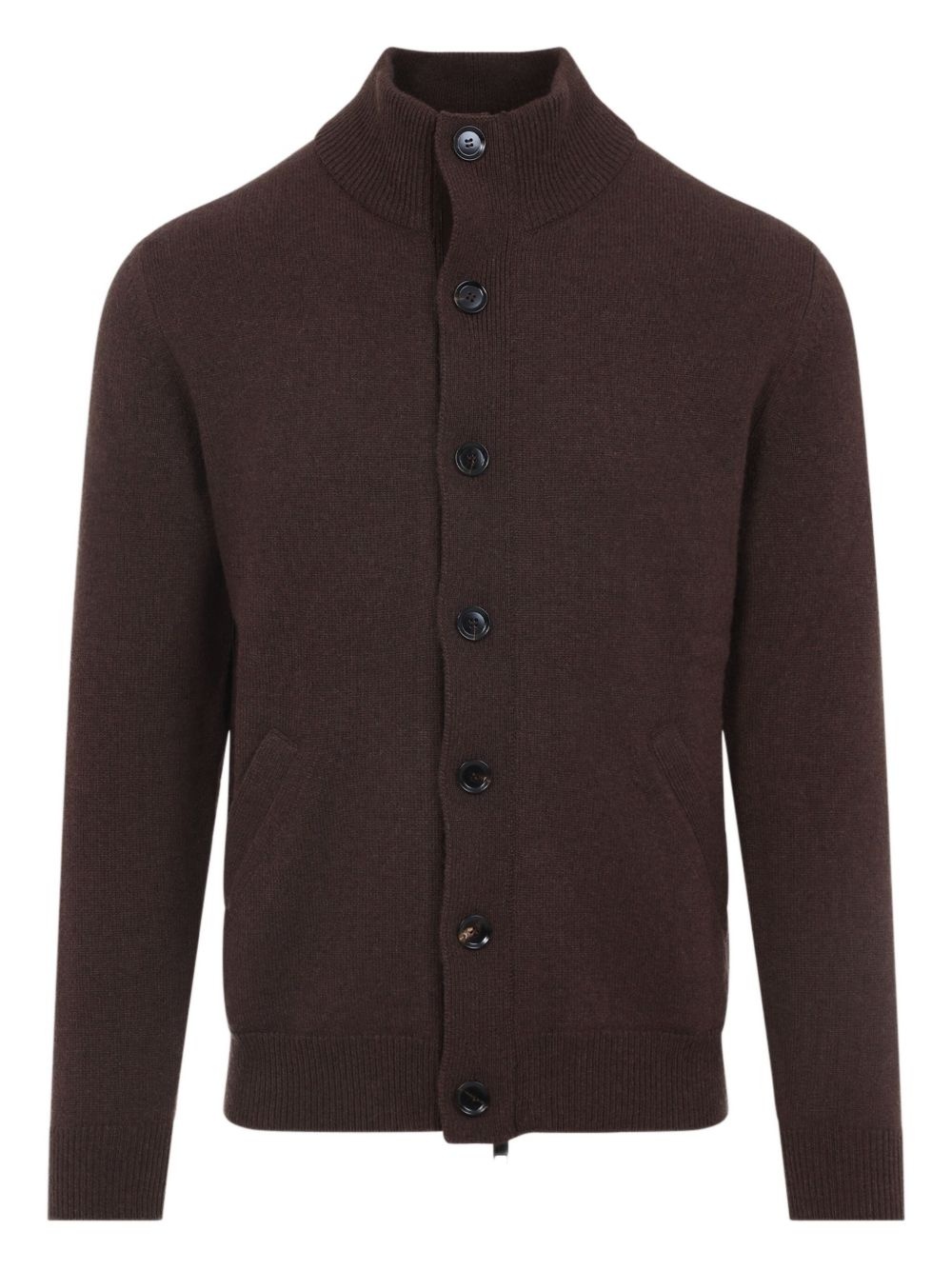 high-neck buttoned cardigan - 1