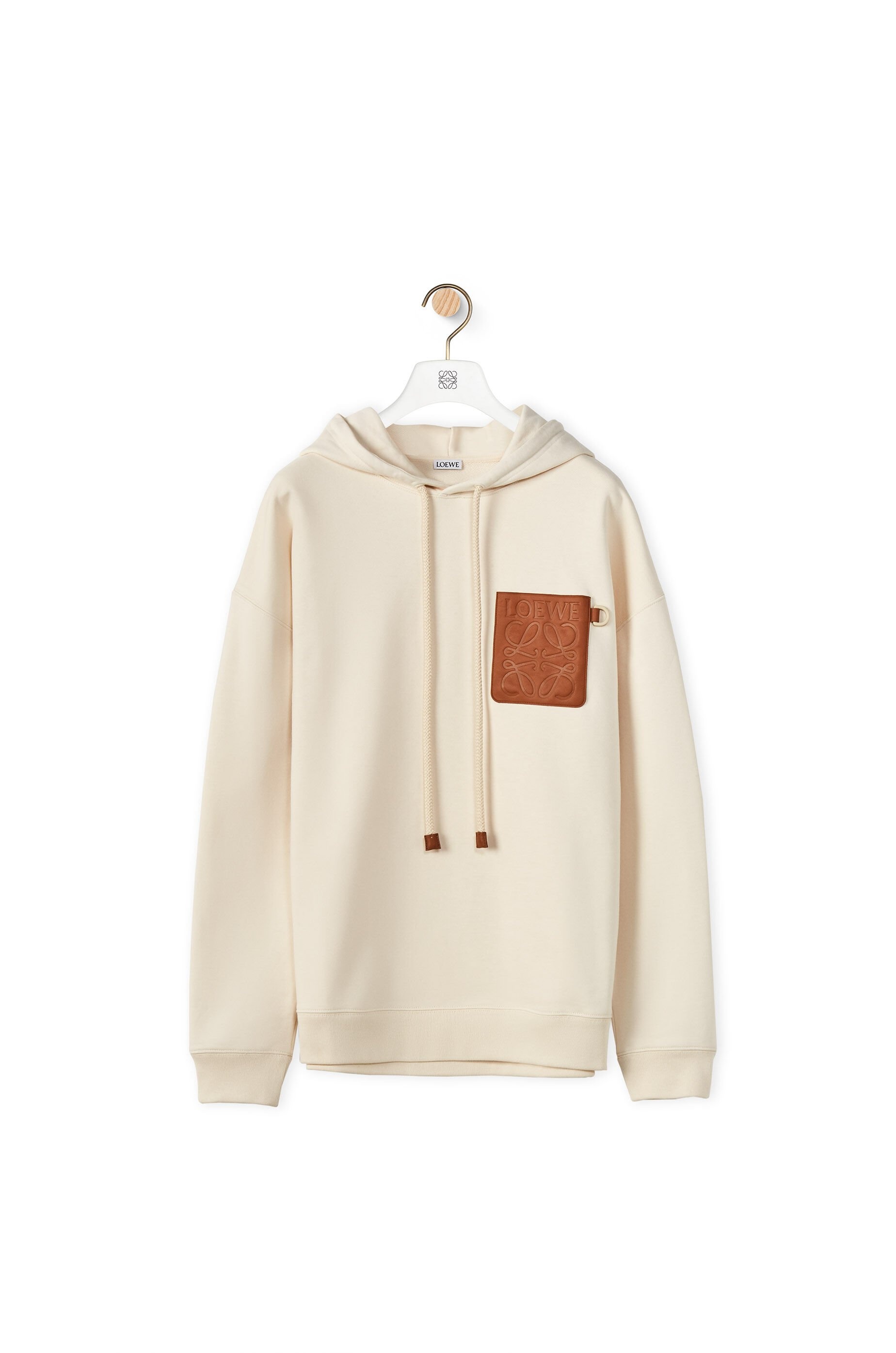 Anagram leather patch hoodie in cotton - 1