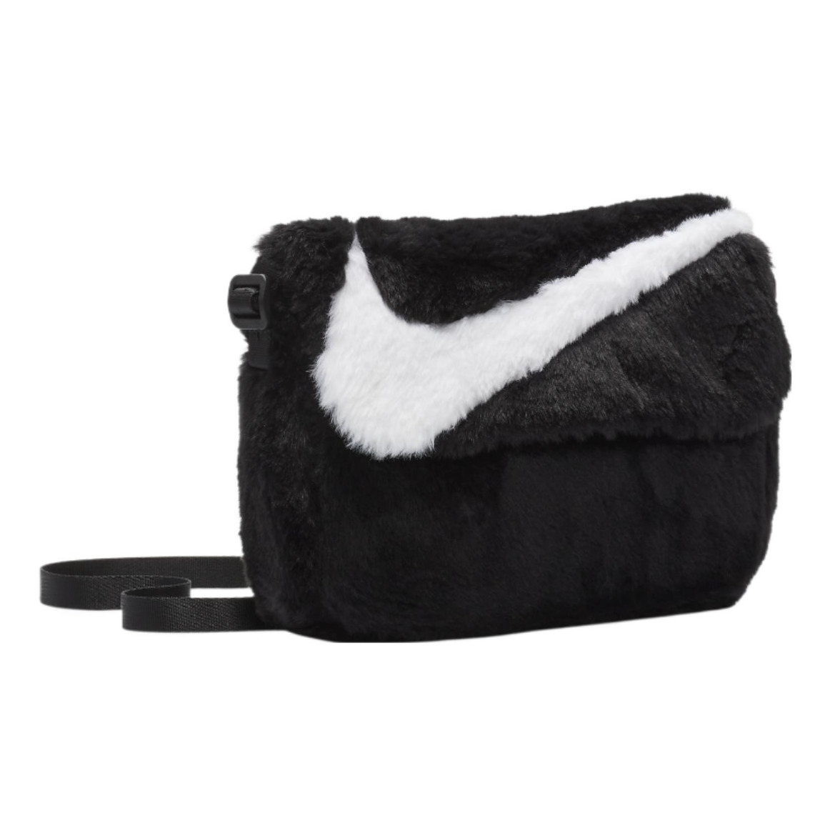 Nike Sportswear Futura 365 Faux Fur Crossbody Bag 1L 'Black White' FB3048-010 - 2