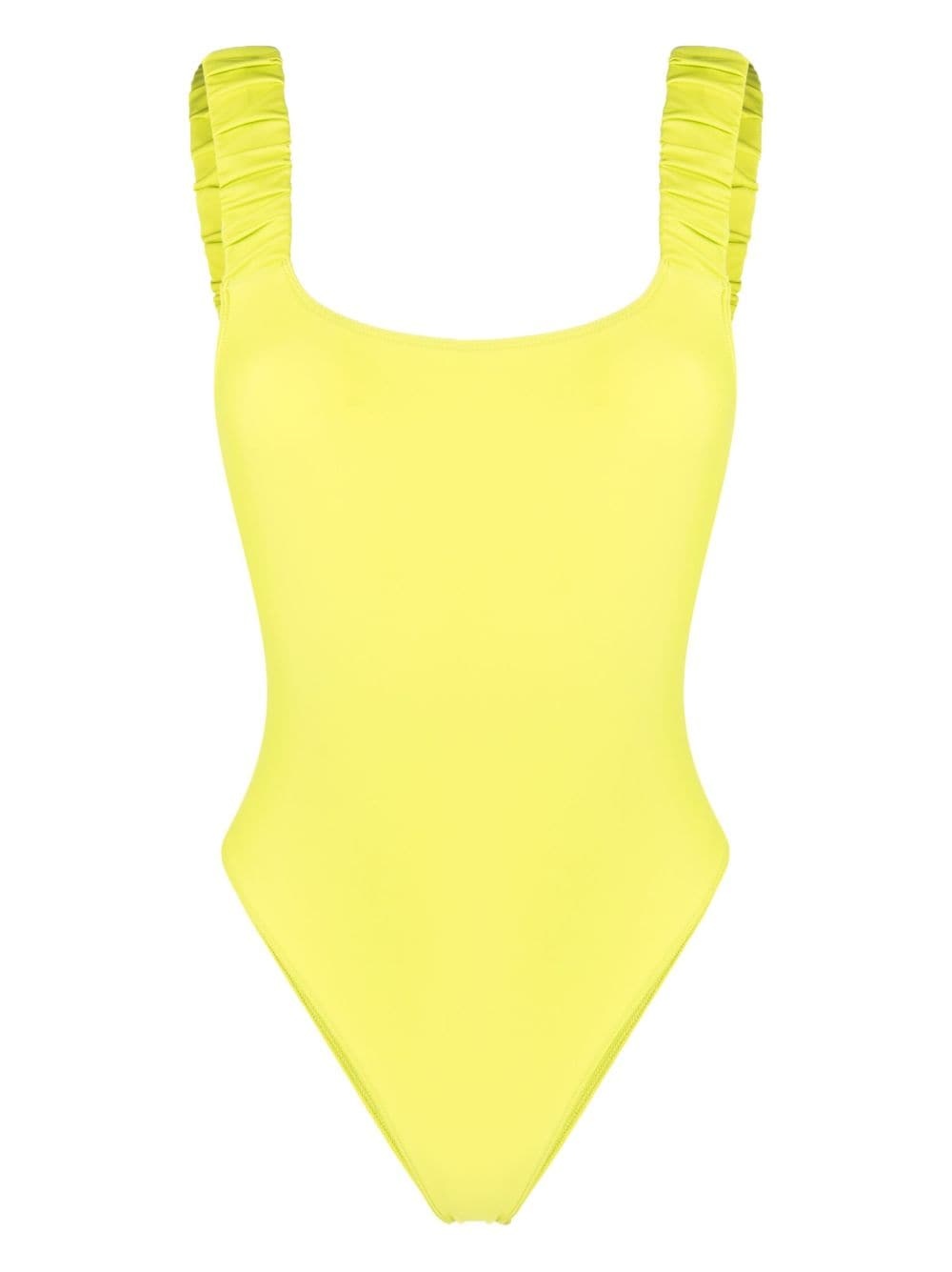 logo-print ruched swimsuit - 1