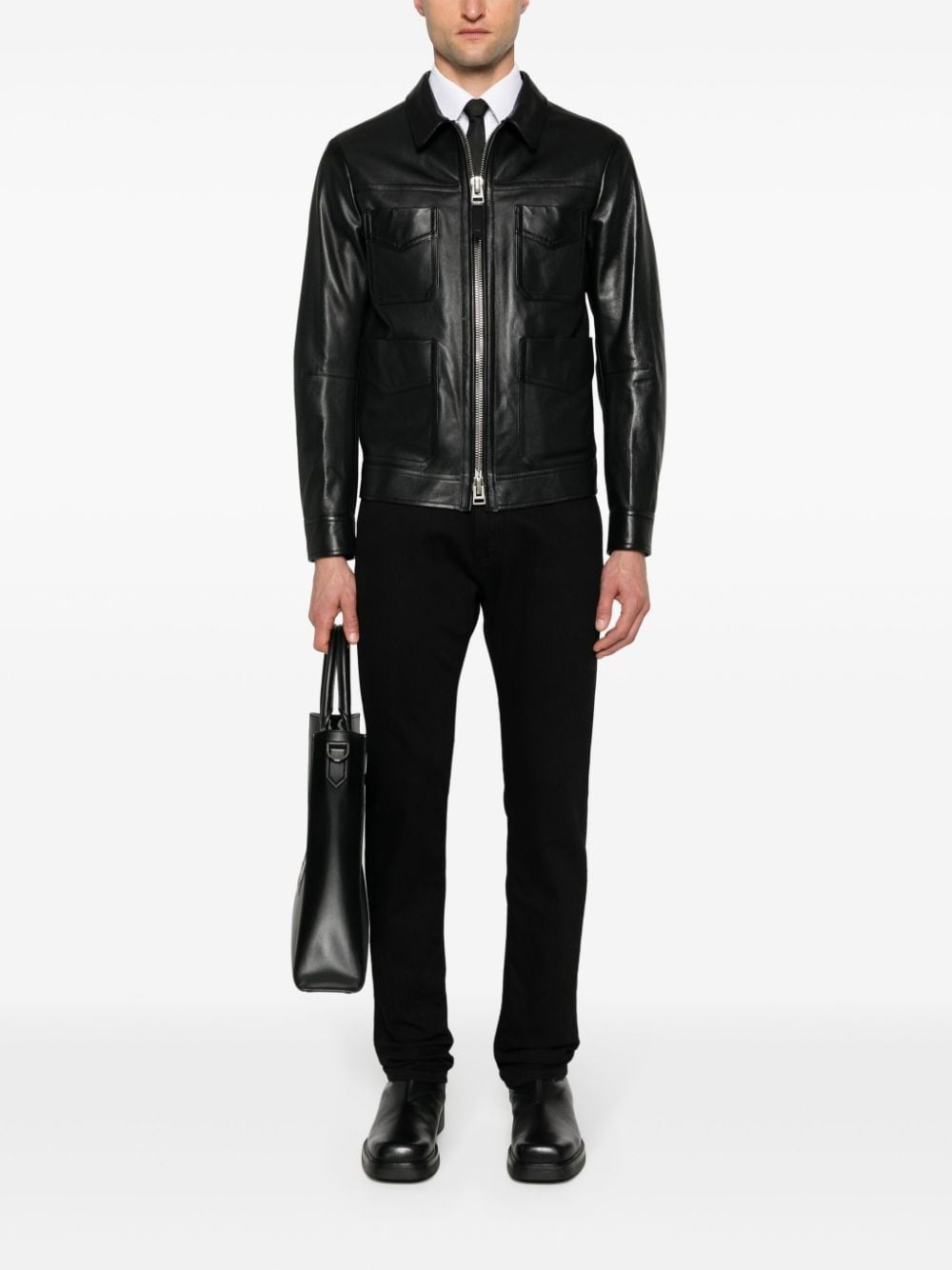 four-pocket leather jacket - 2