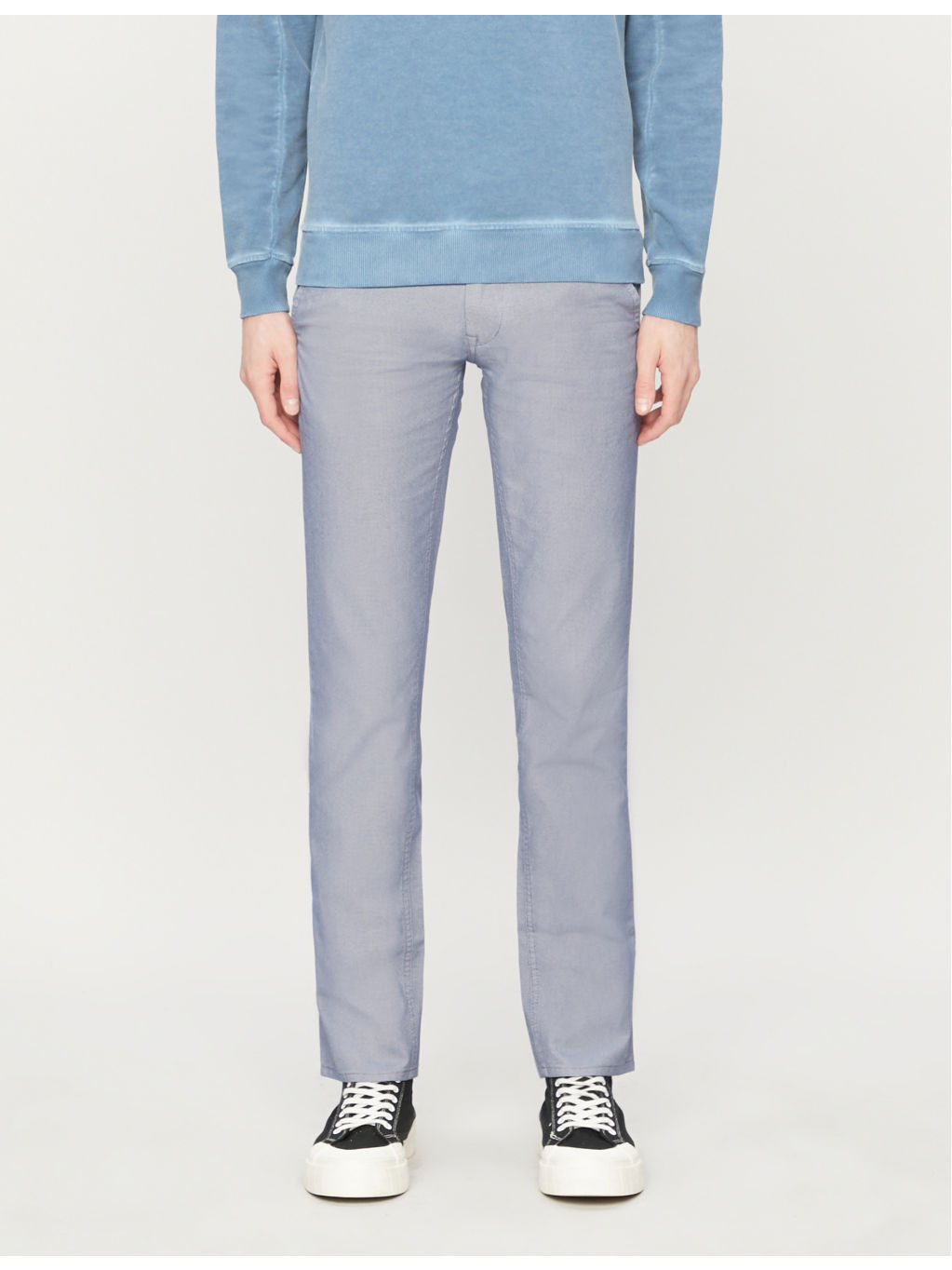 Mid-rise tapered cotton trousers - 2