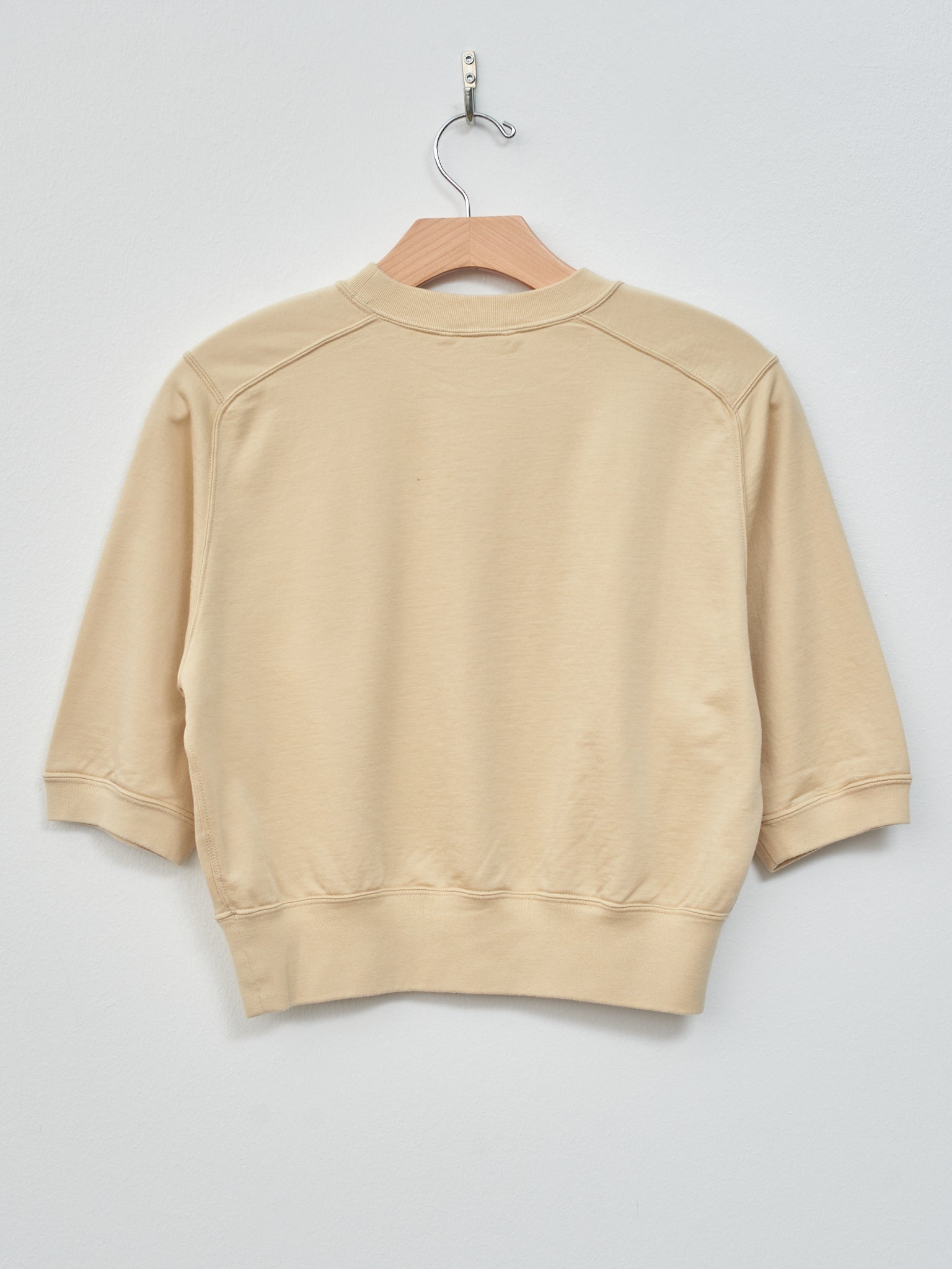 Elastic High Gauge Sweat Half Sleeve Pullover - Light Beige - 6