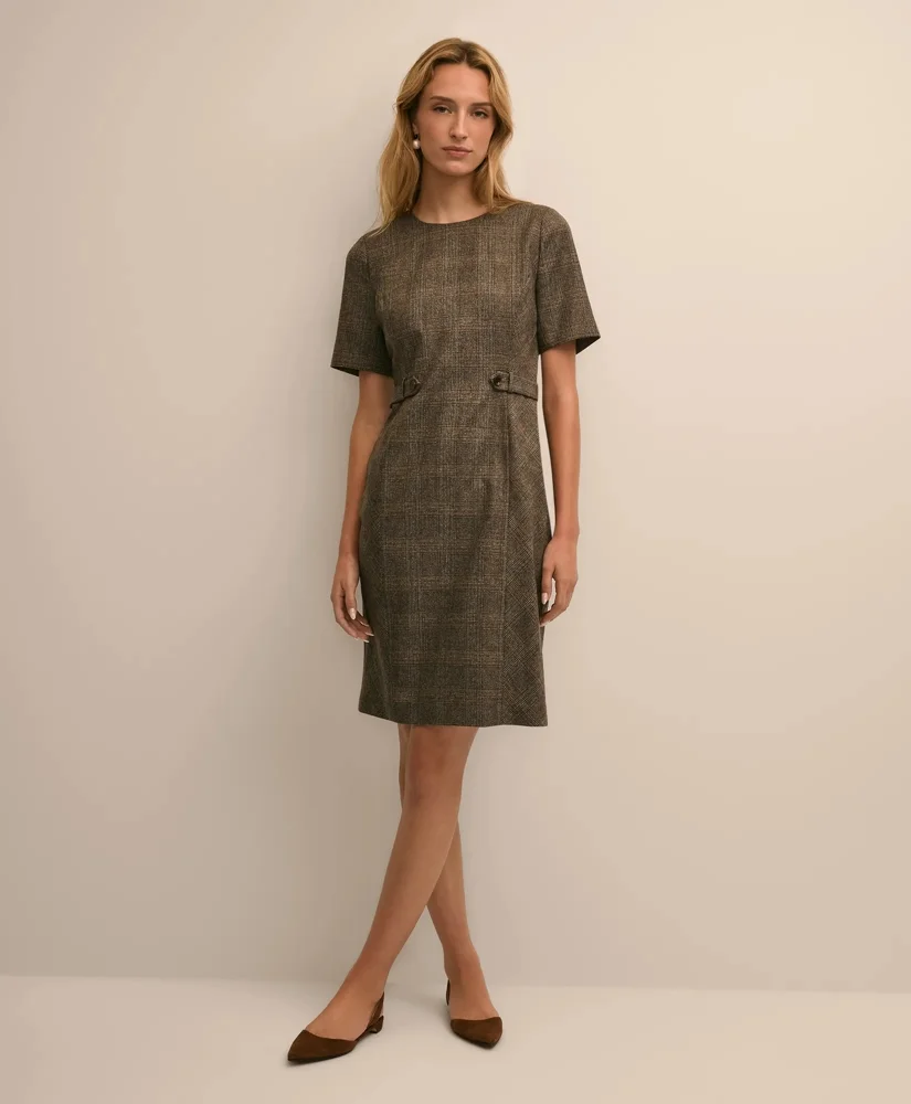 Wool Plaid Sheath Dress - 1