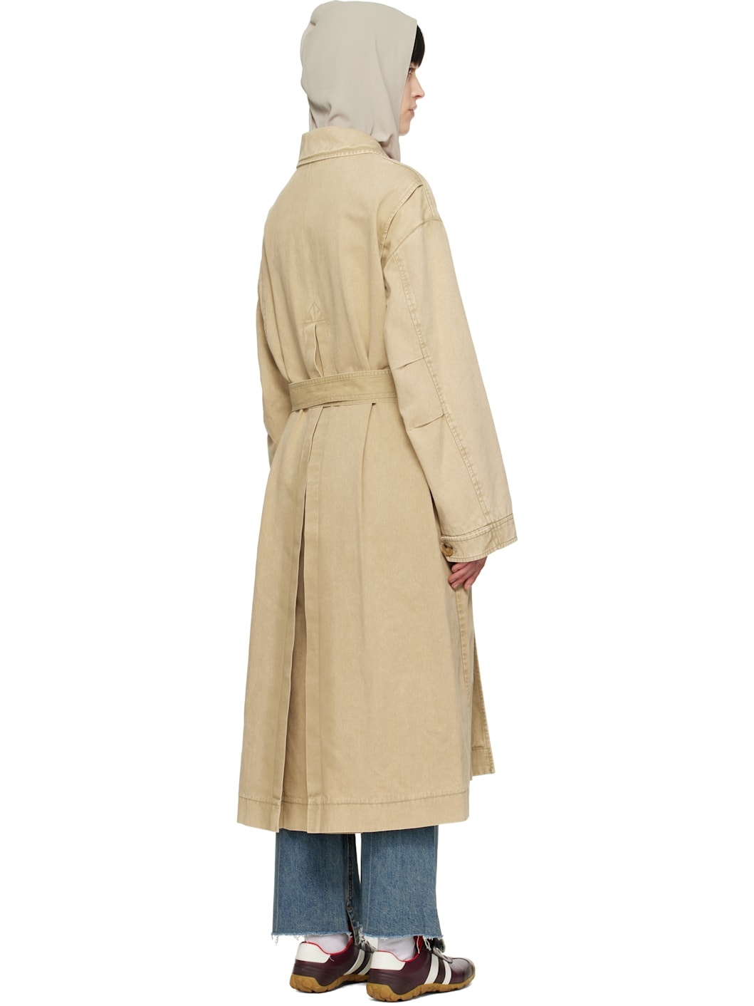 OPEN YY Beige Detachable Scarf Trench Coat | REVERSIBLE