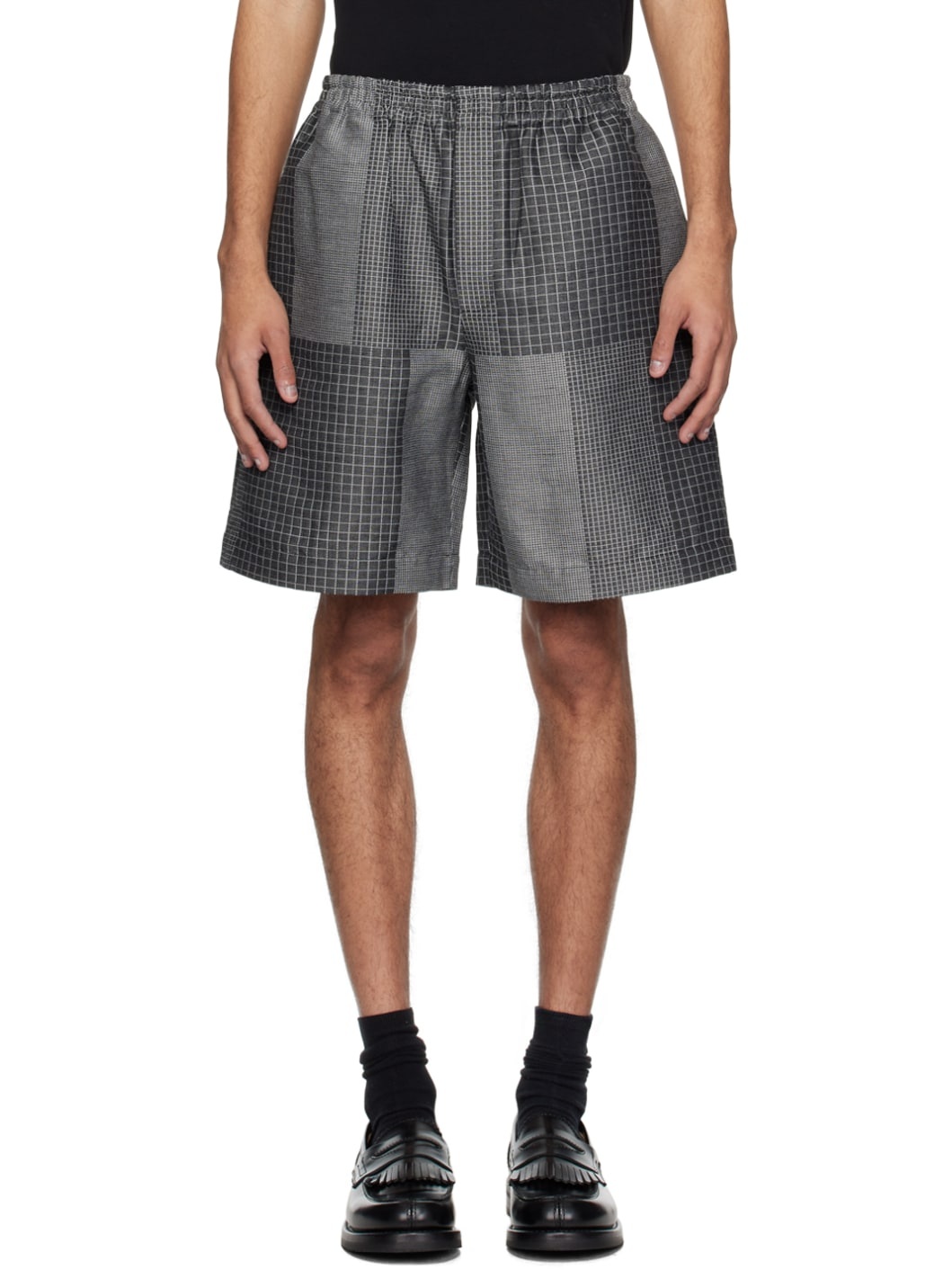 Gray Jacquard Shorts - 1