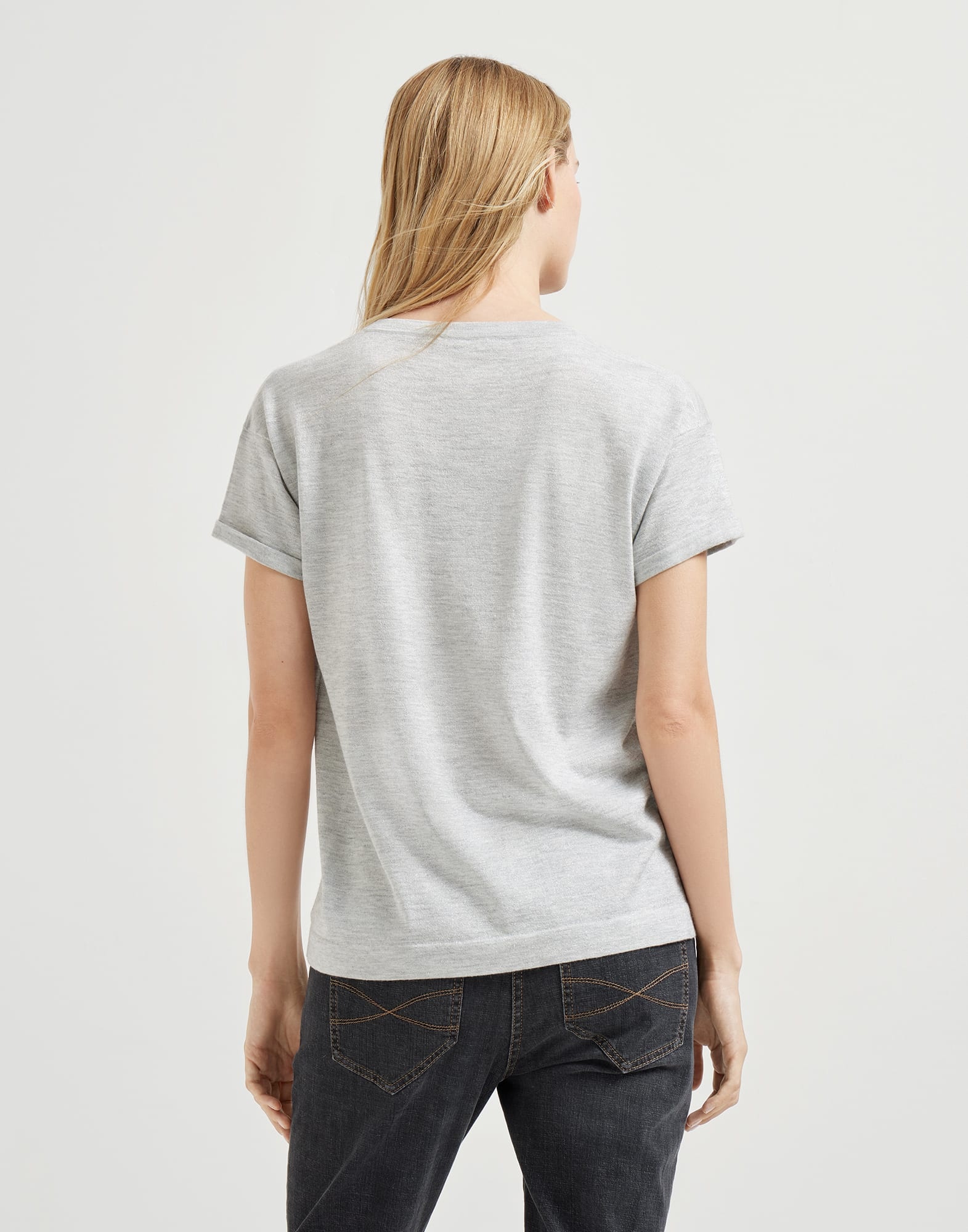 Sparkling cashmere and silk lightweight knit T-shirt - 2