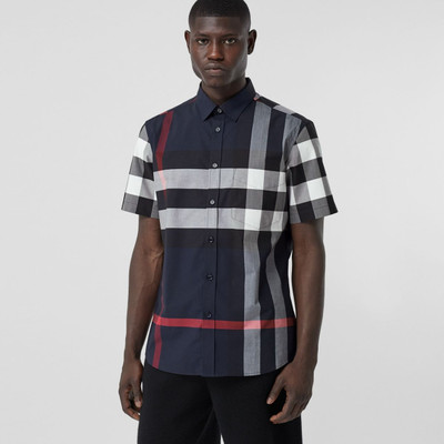 Burberry Short-sleeve Check Stretch Cotton Poplin Shirt outlook