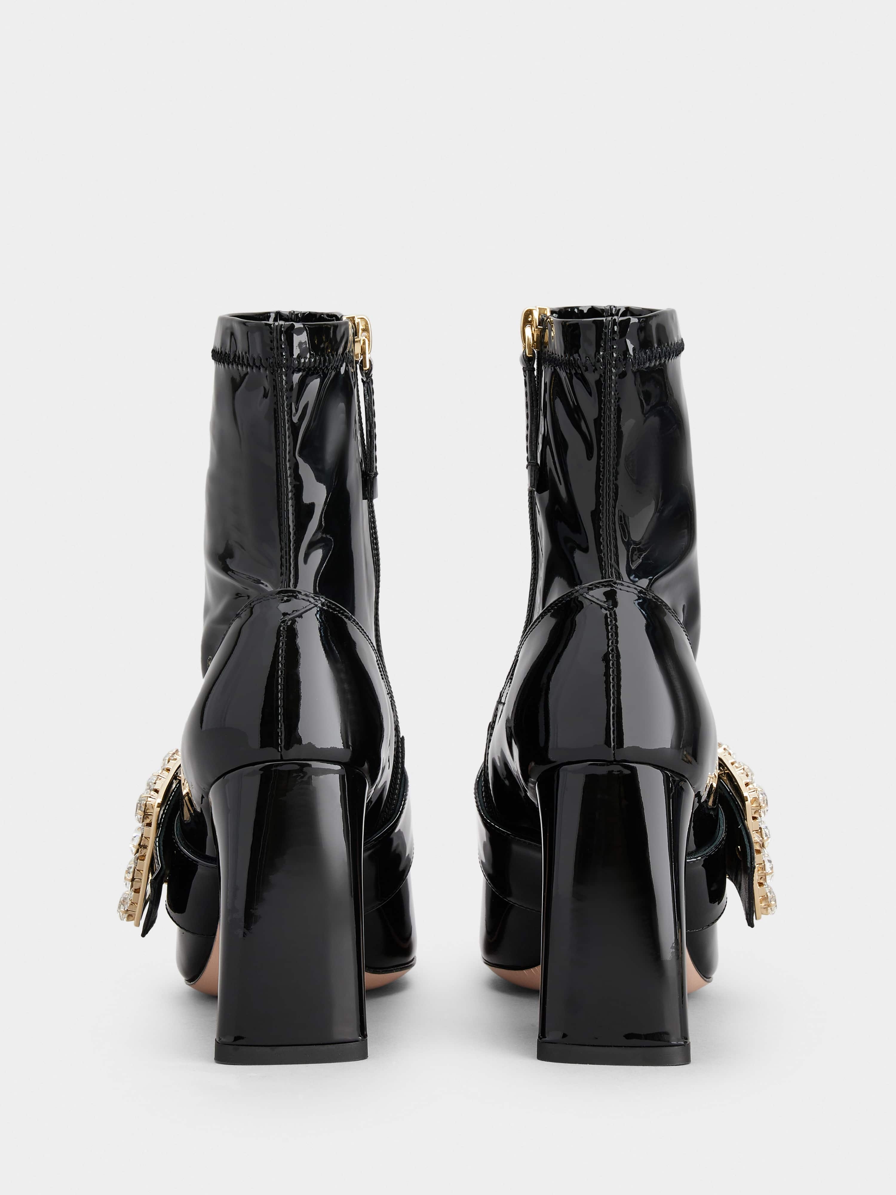 Très Vivier Rhinestone Buckle Ankle Boots in Patent Leather - 5