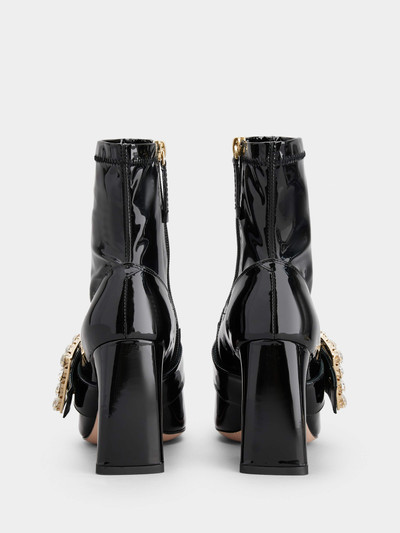 Roger Vivier Très Vivier Rhinestone Buckle Ankle Boots in Patent Leather outlook