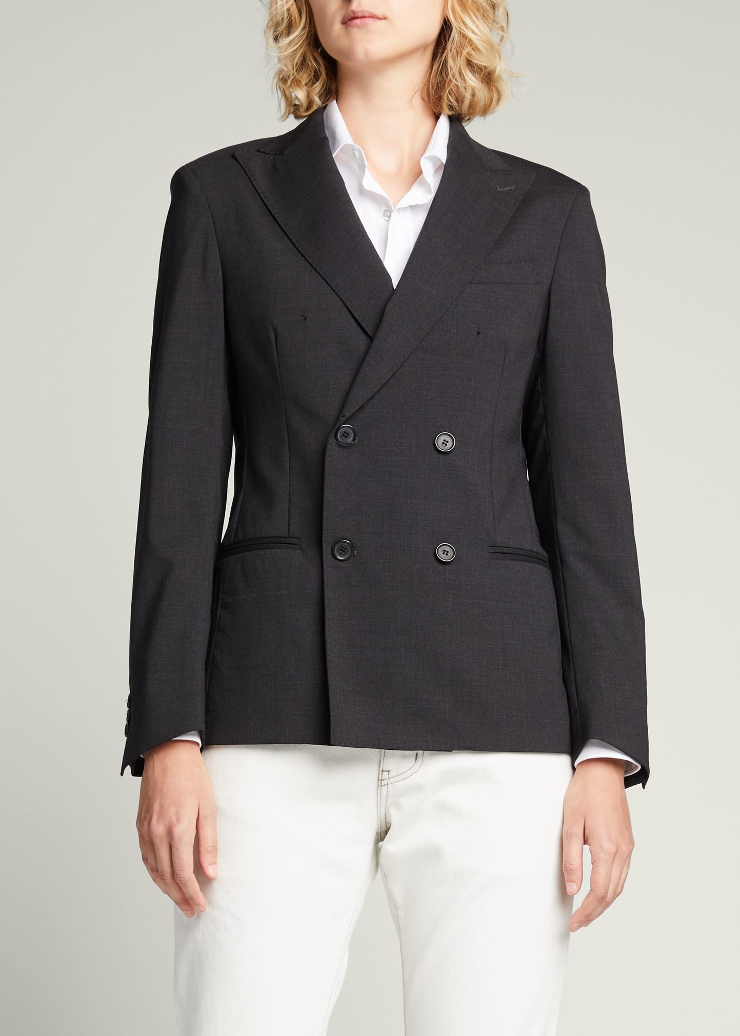 Double-Breasted Wool Blazer - 4