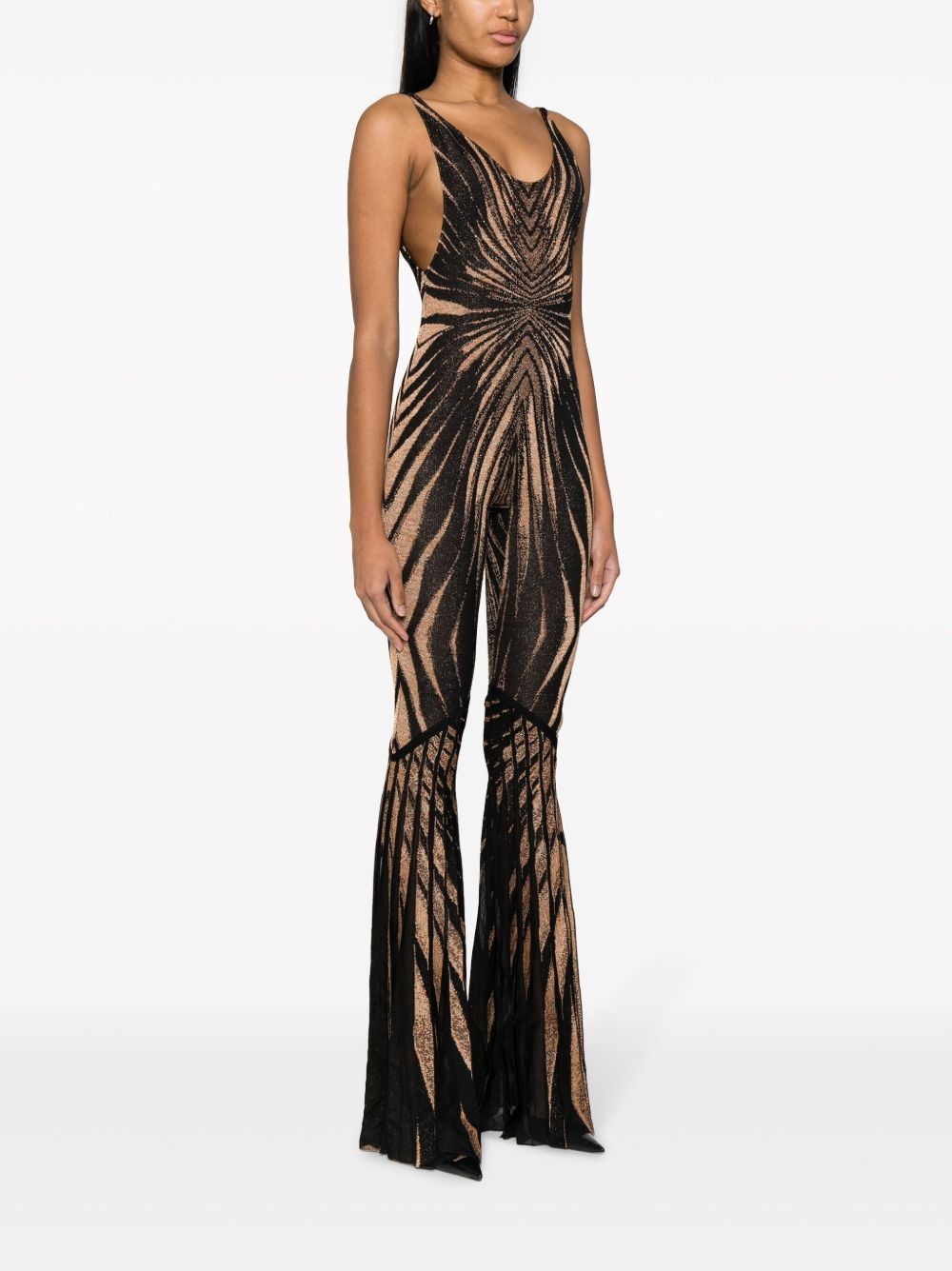 abstract-pattern flared jumpsuit - 3