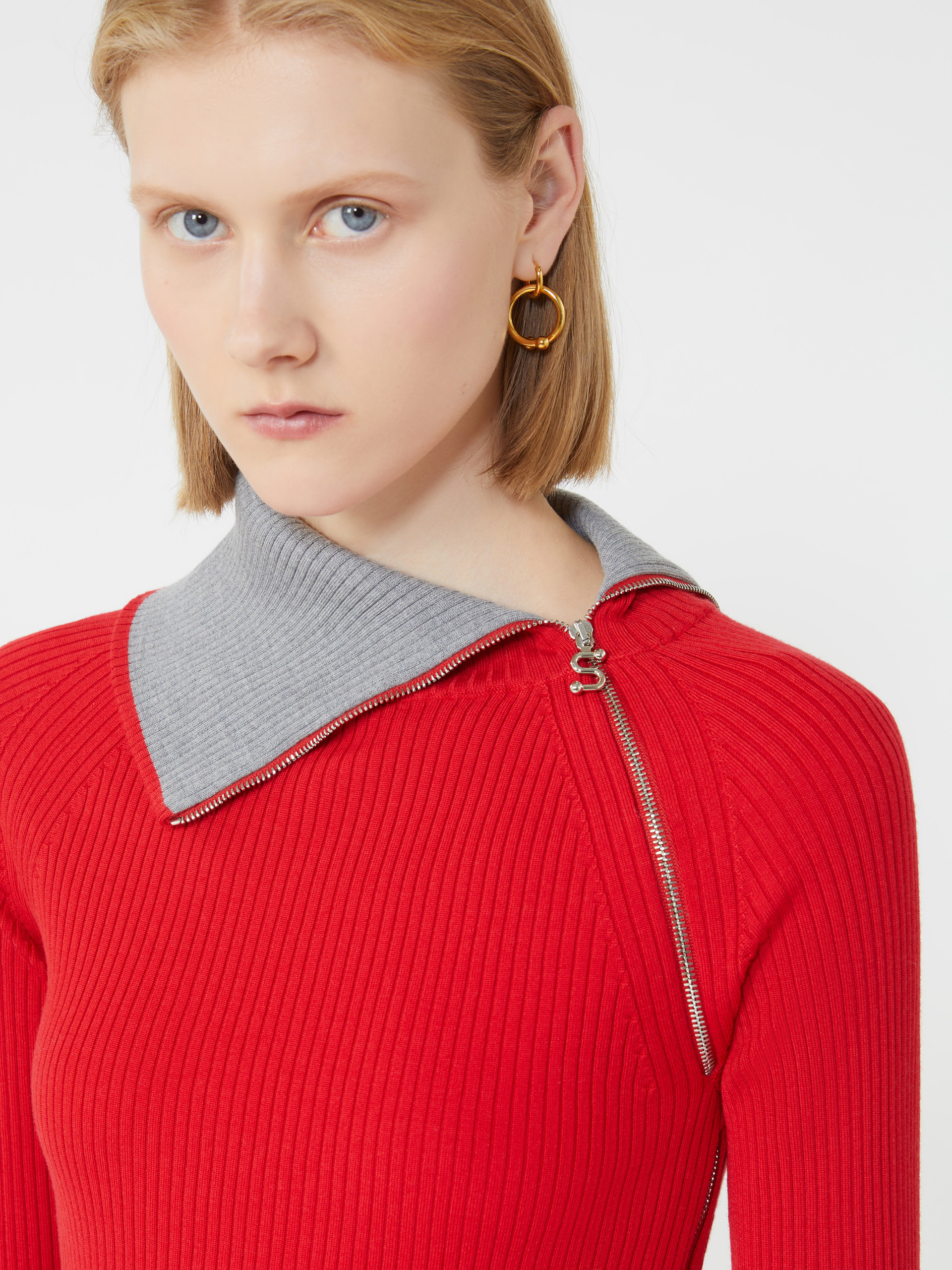 PINNA Sweater with zip-up high neck detail - 5