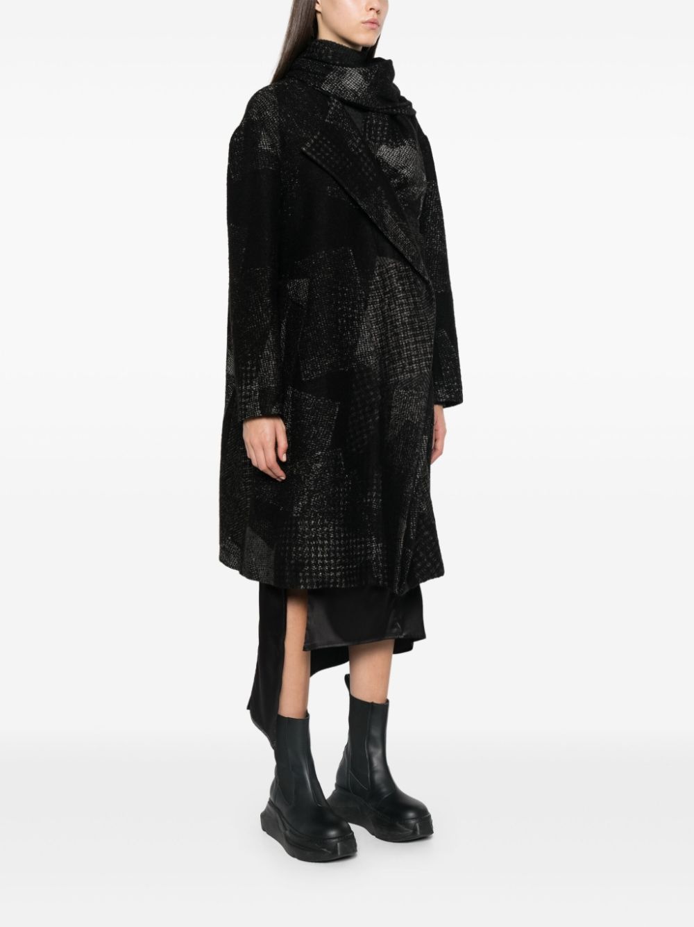 patchwork-pattern coat - 3