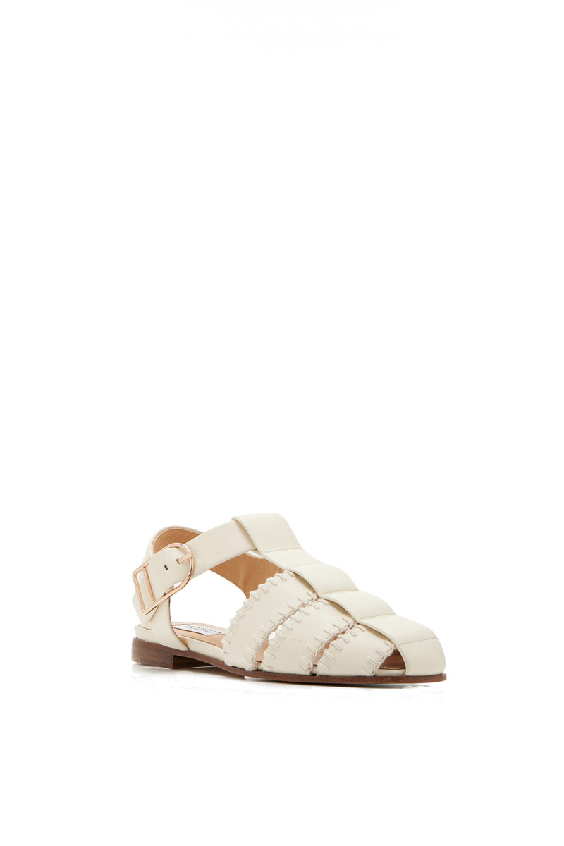 GABRIELA HEARST Lynn Flat Sandal in Cream Leather Blanket Stitch outlook