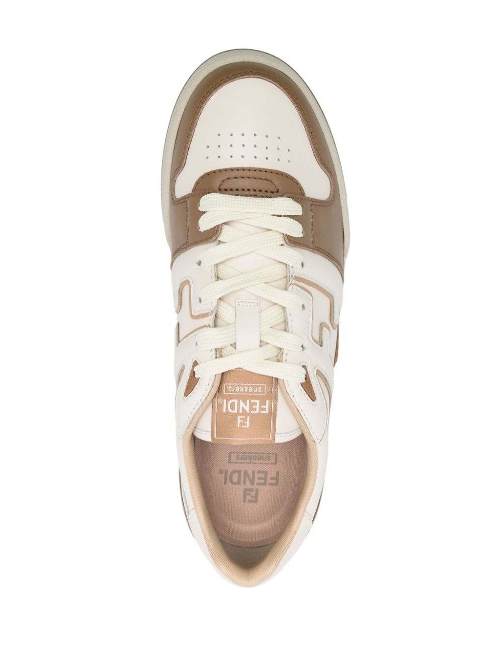 Match FF-appliquÃ© leather sneakers - 4