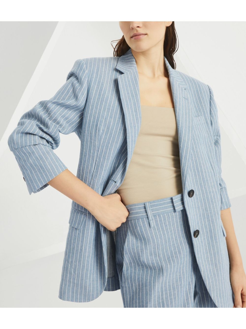 Monili-detail twill blazer - 6
