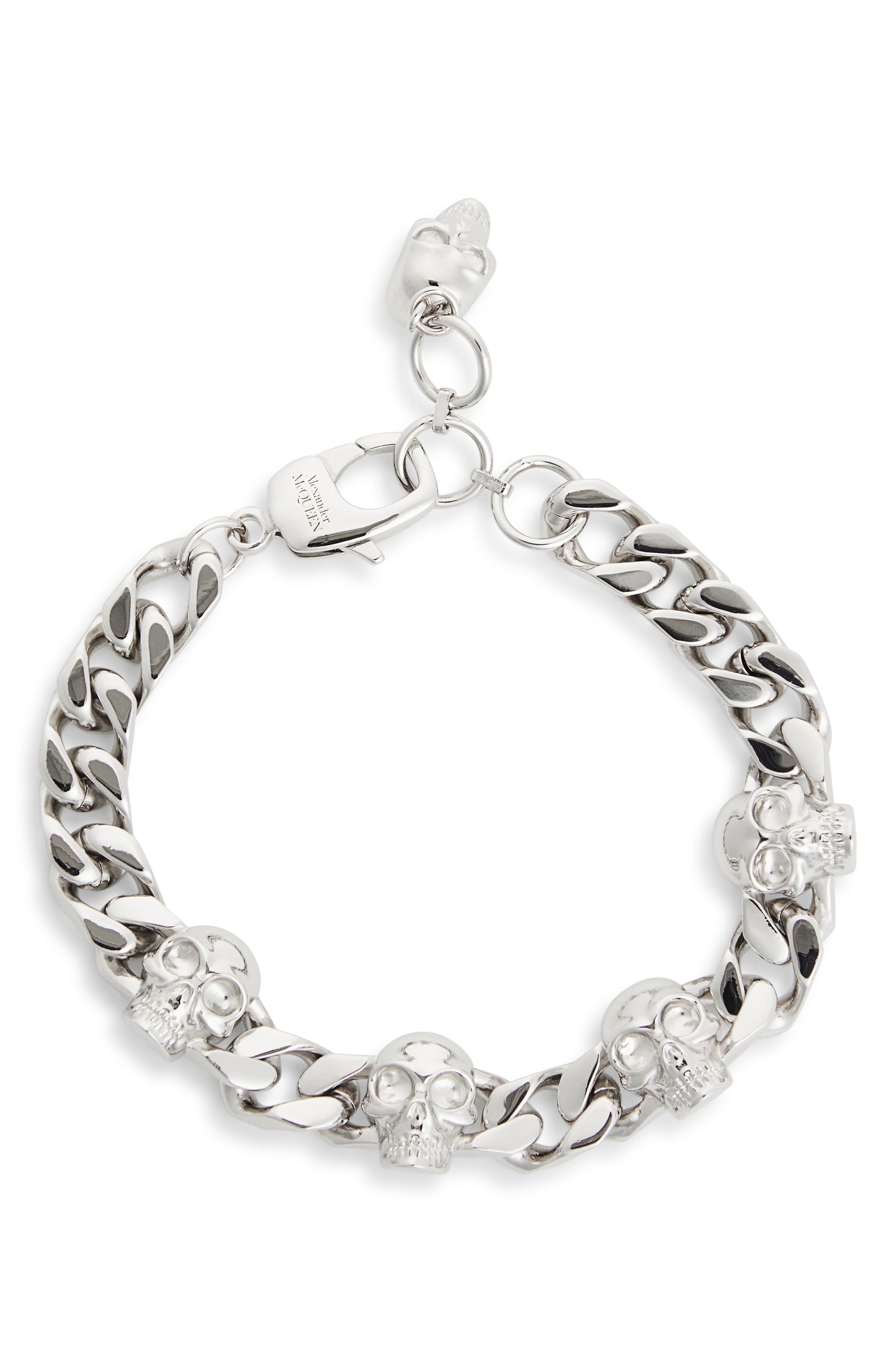 Alexander McQueen Skull Chain Bracelet in Palladium at Nordstrom - 1