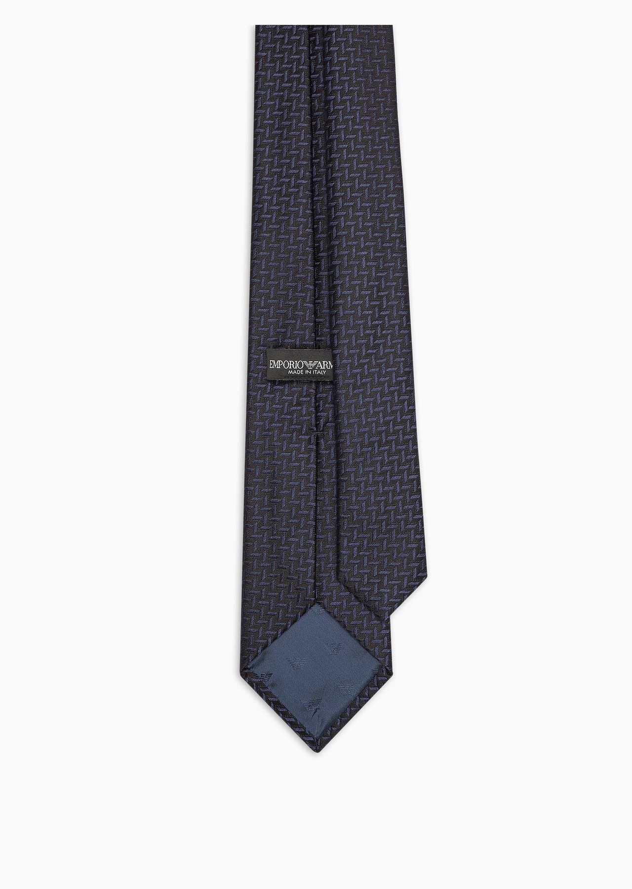 Silk-blend tie with jacquard chevron motif - 2