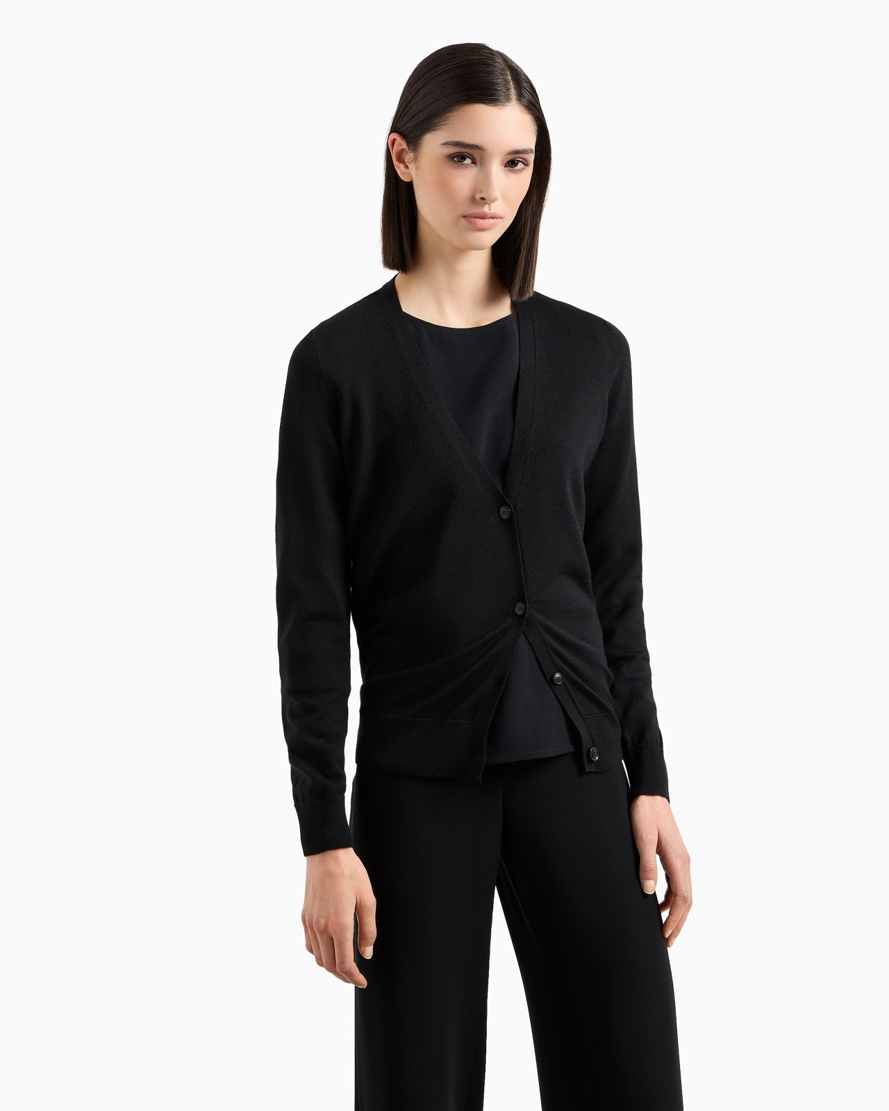 Plain knit pure virgin wool cardigan - 2
