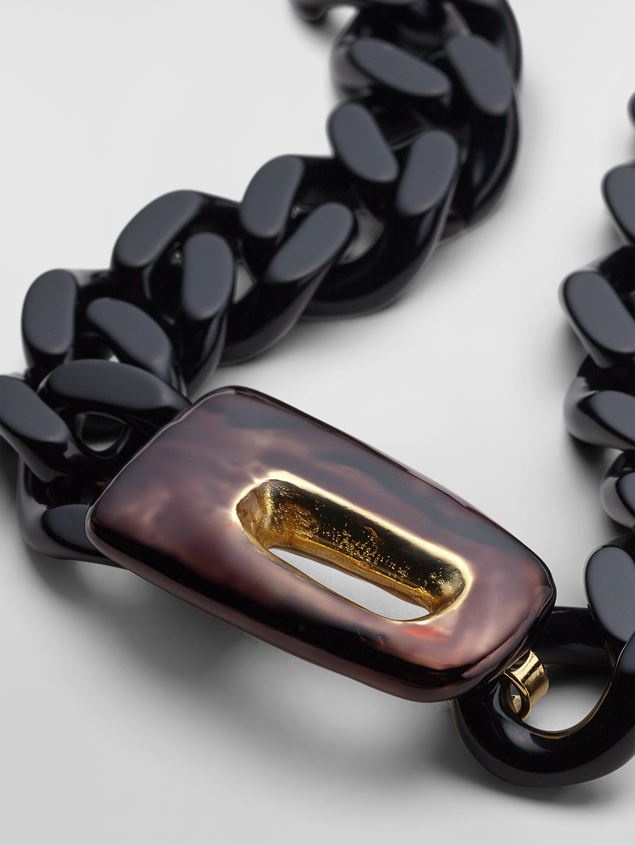 TRAPEZE NECKLACE IN METAL RESIN AND BLACK ENAMEL - 3