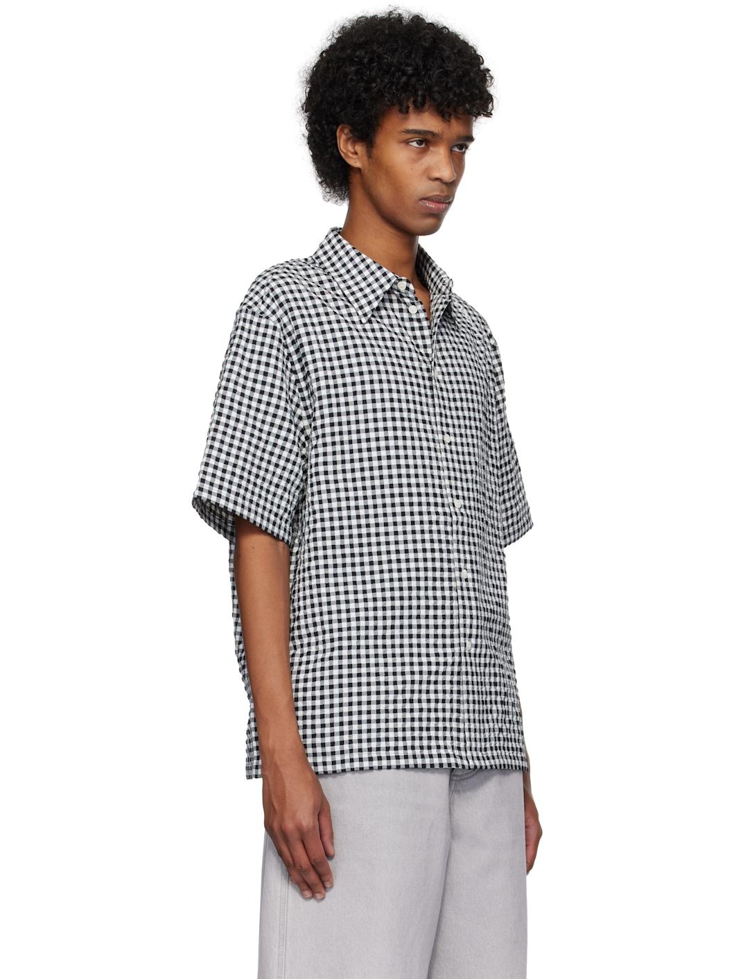 Black & White Gingham Seersucker Shirt - 2