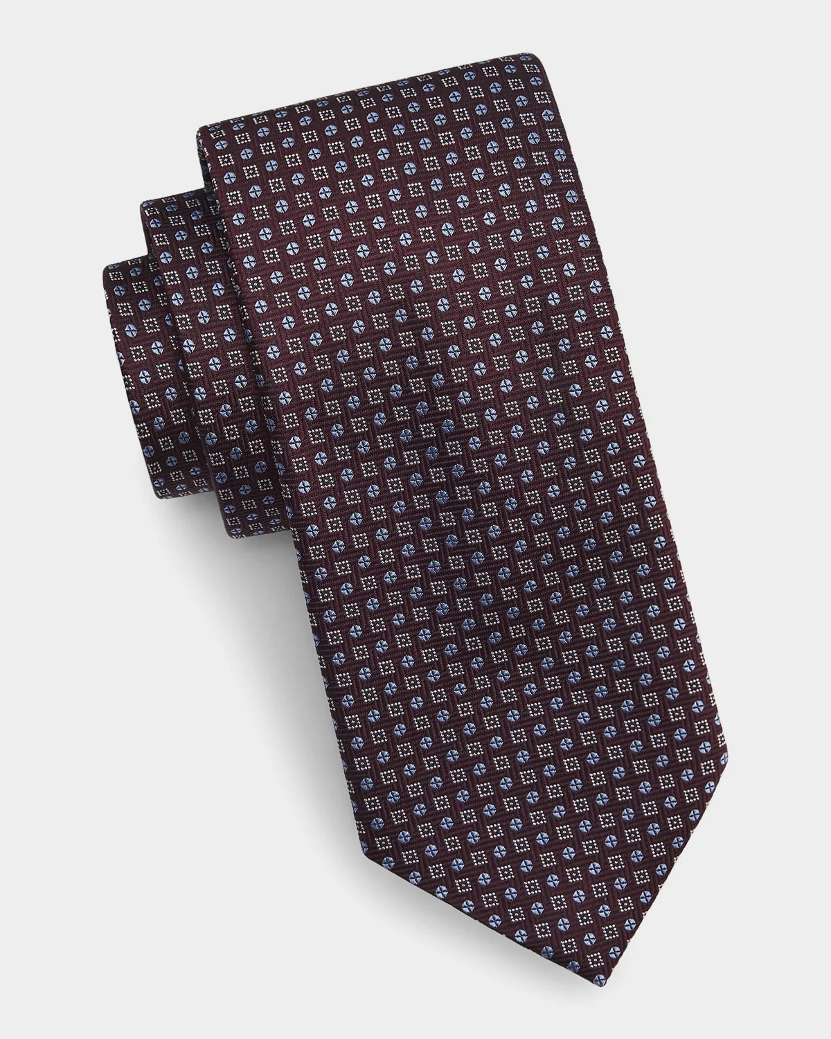 Men's Geometric Woven Silk Tie - 1