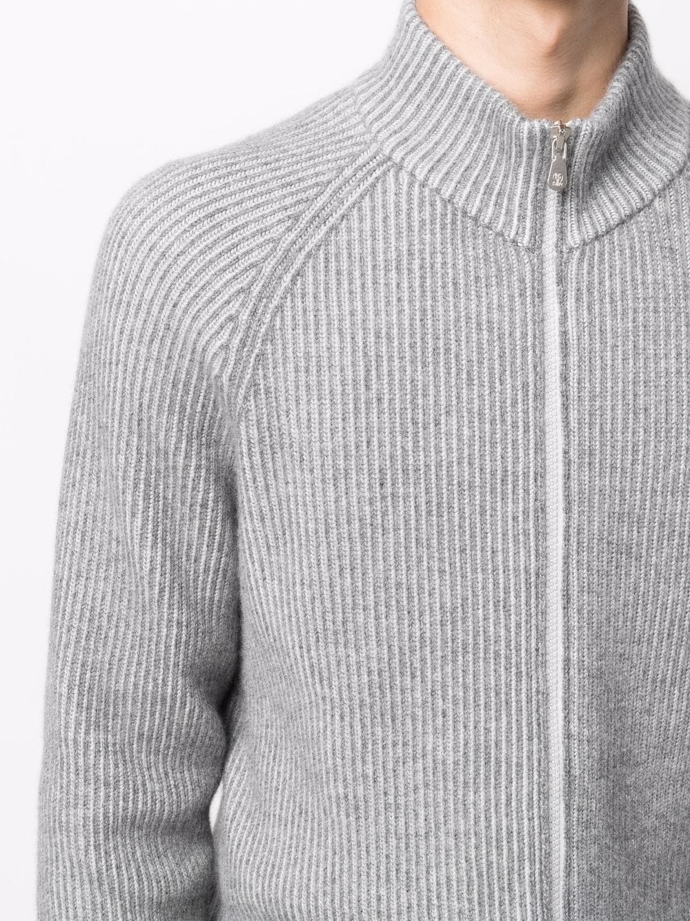 zip-up  knitted cashmere jumper - 5