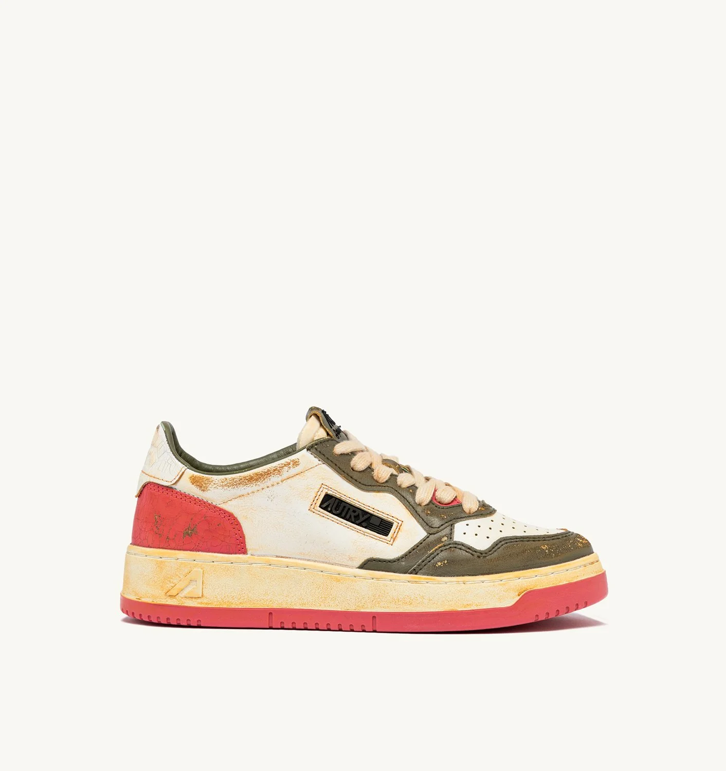 MEDALIST LOW SUPER VINTAGE SNEAKERS IN TEA-ROSE AND COVERT GREEN LEATHER - 1