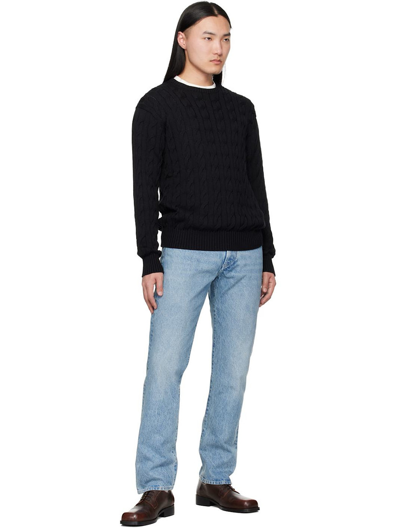 Ralph Lauren Black Cotton Silk Cable Crewneck Sweater outlook