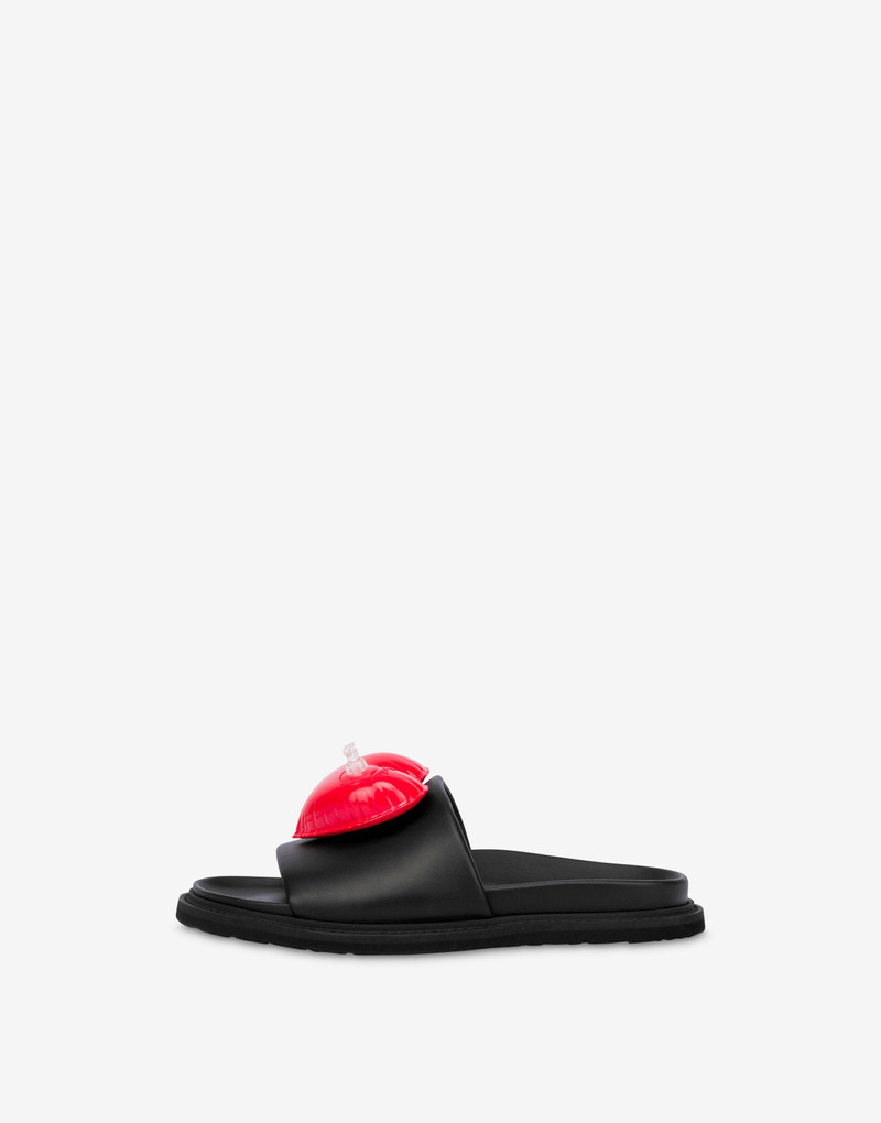INFLATABLE HEART CALFSKIN FLAT SANDALS 2