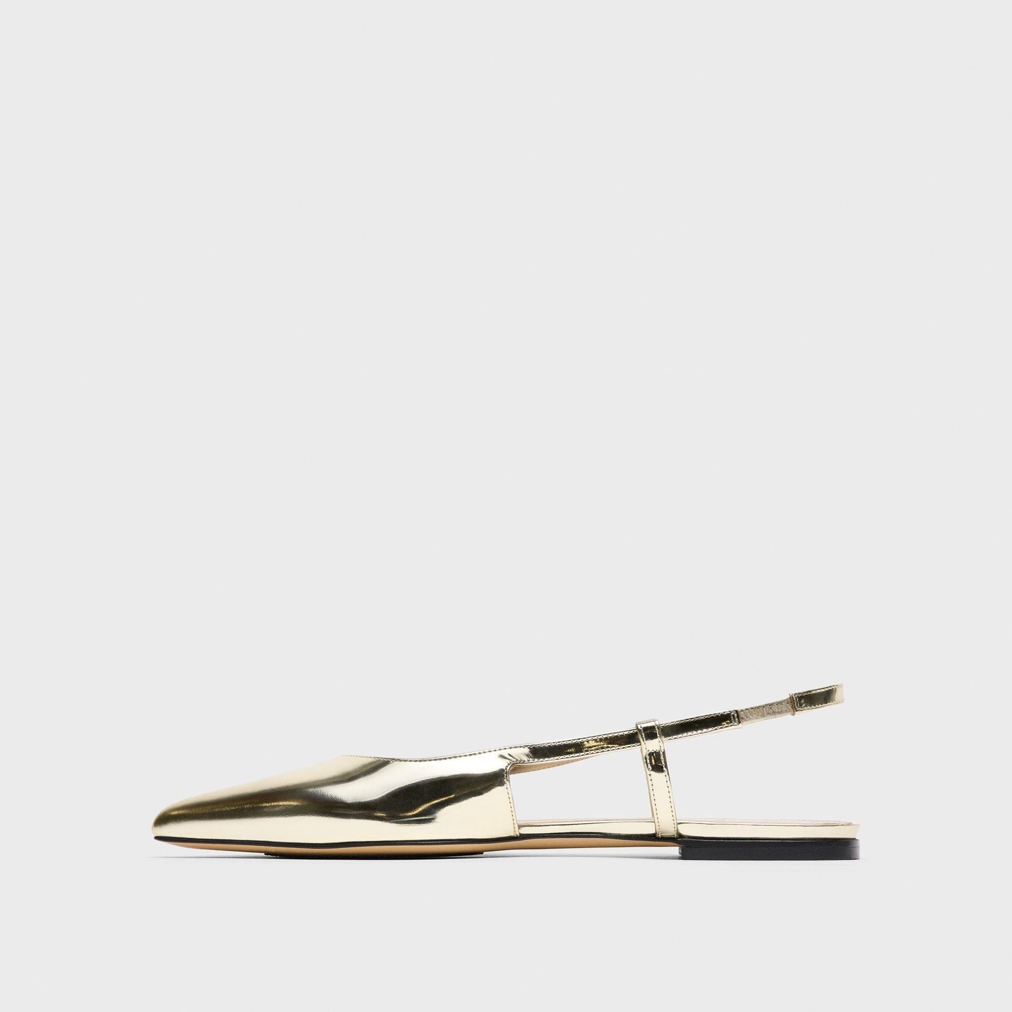 Slingback Flat in Metallic Leather - 3