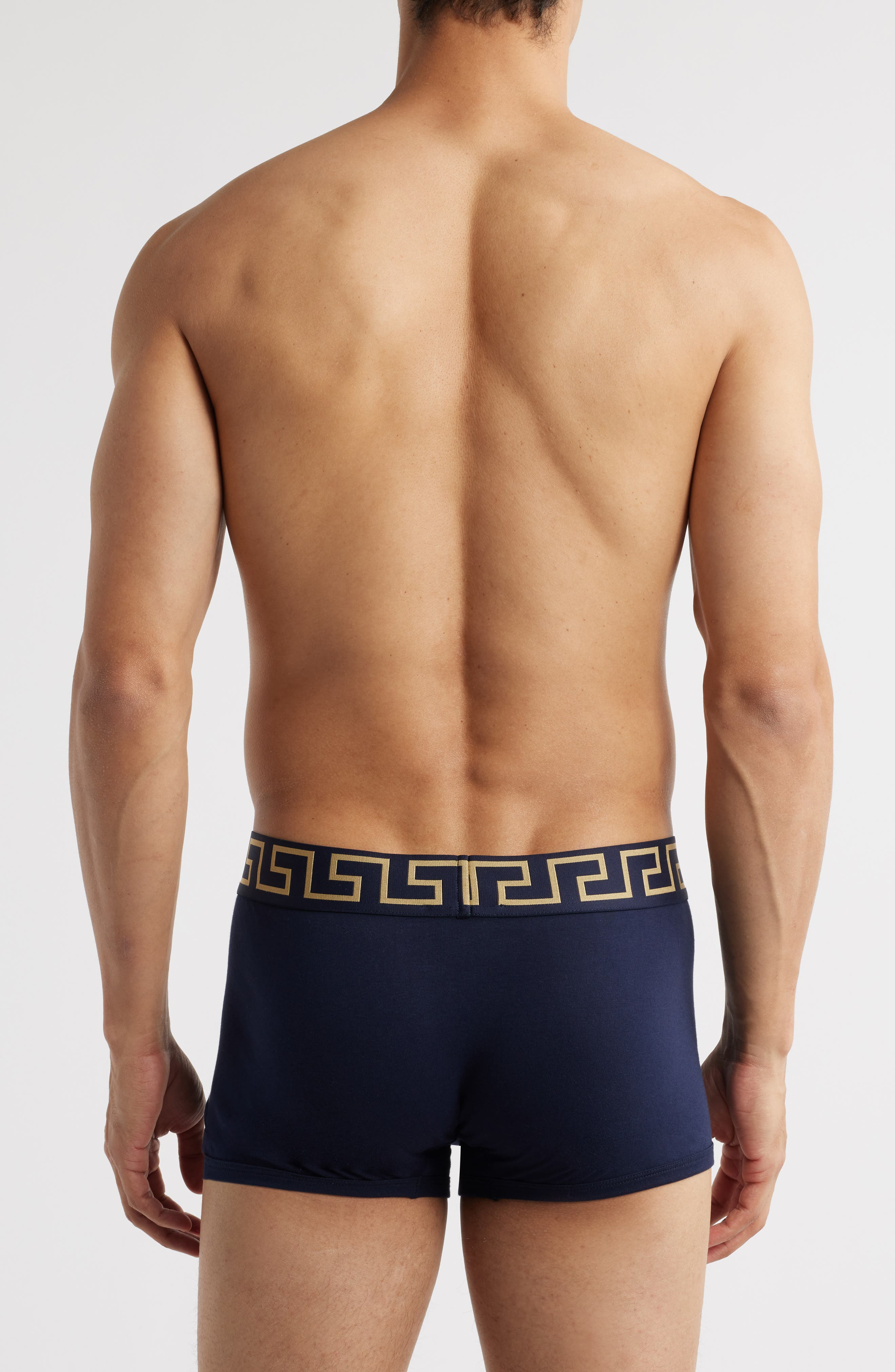 Versace Grecca Band Boxer Briefs in Blue-Gold at Nordstrom - 2